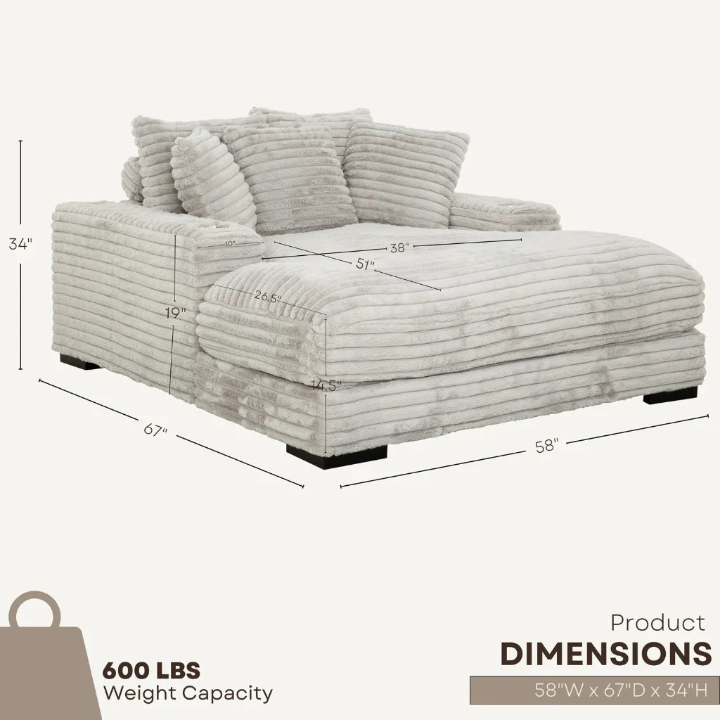 Lounger Cuddler Gris Mink | Confort pour Deux avec Port USB