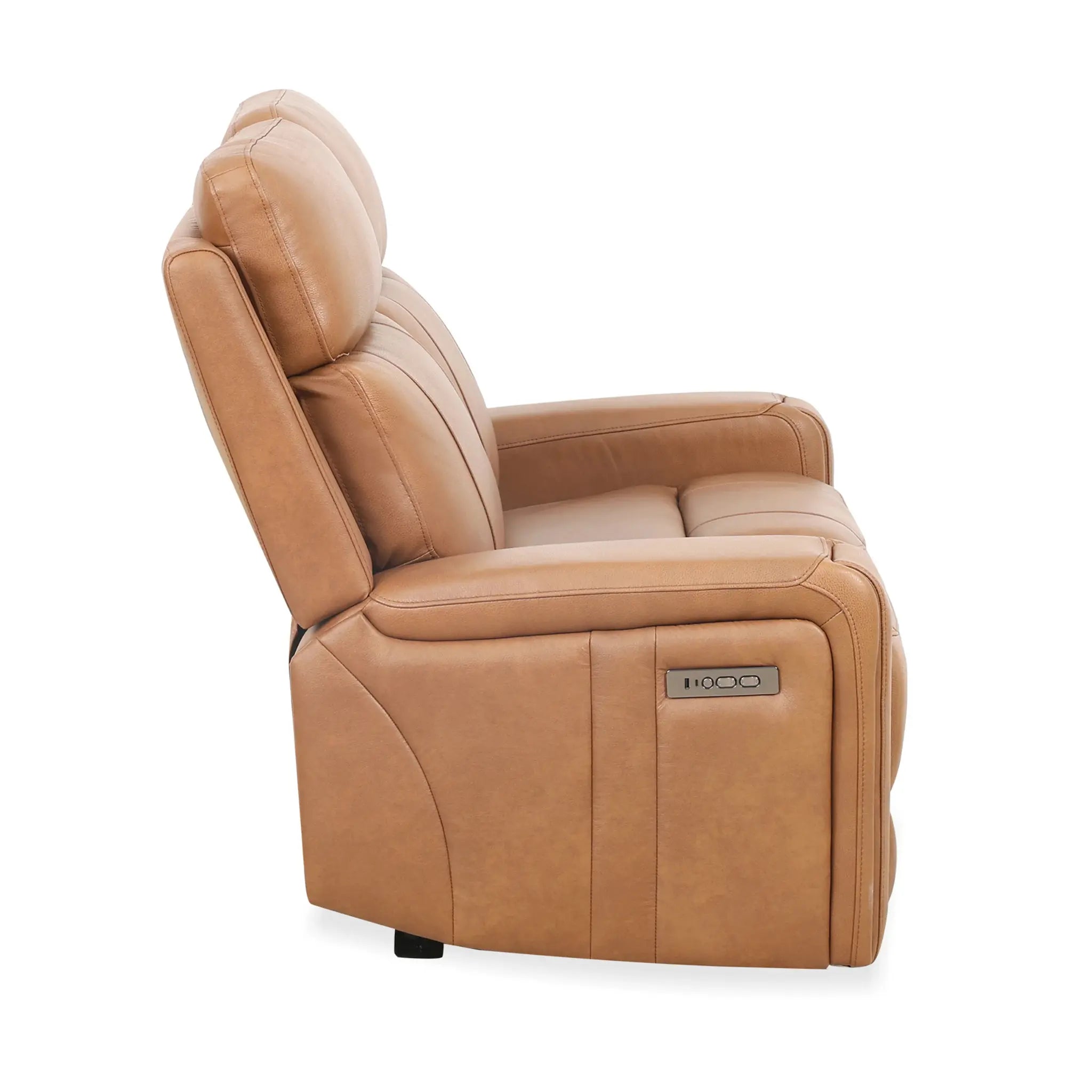 Primo Cavron Causeuse en Cuir Véritable Inclinable Électrique Cognac
