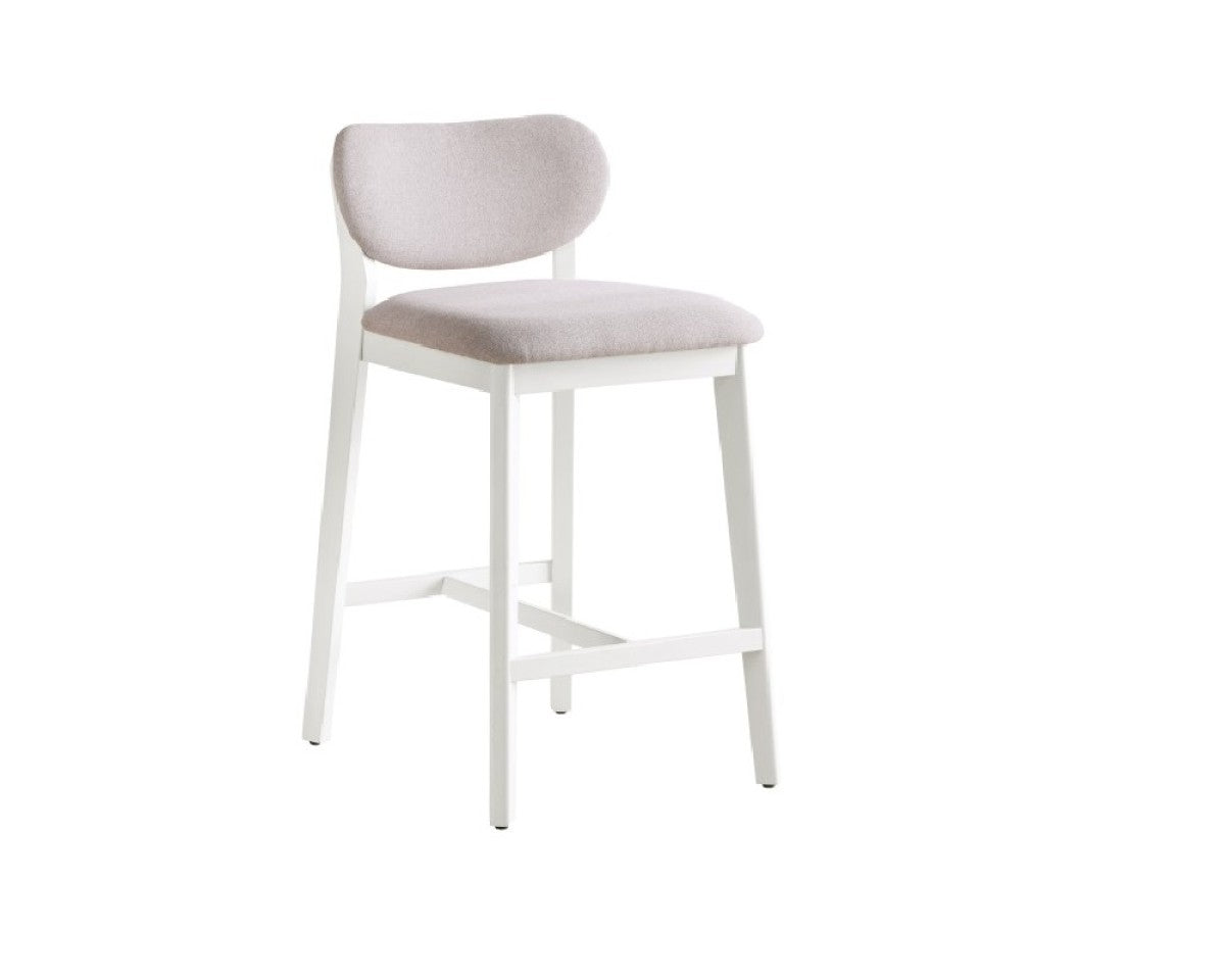 Set de 2 Tabourets de Comptoir Durana - Crème et Bois