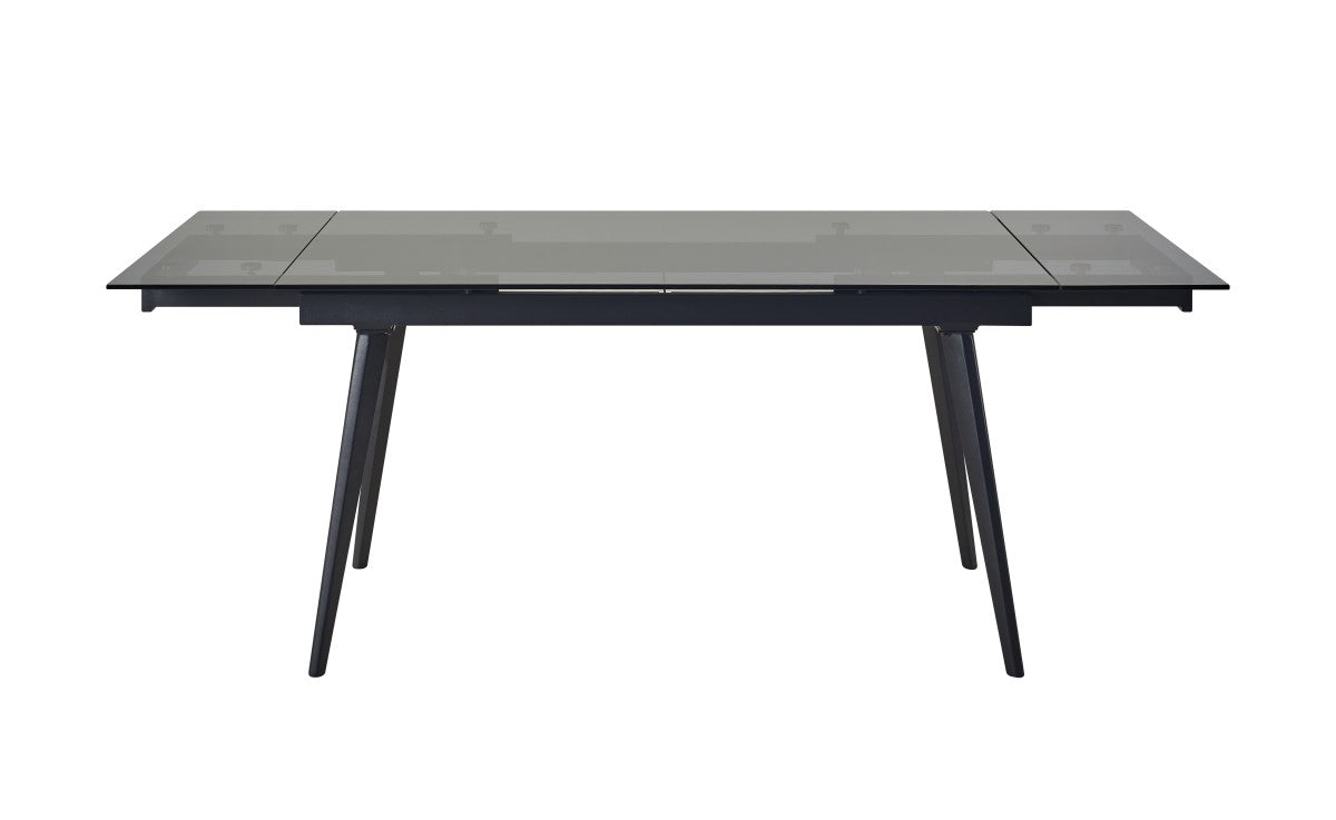 Table à manger extensible noire Makena - Verre et Métal