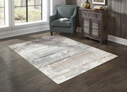 Tapis contemporain Lakeview 7x9 | Blanc et Beige au fini utilisé