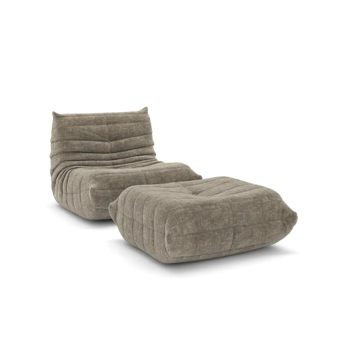 Fauteuil d'appoint Dontae Taupe | Design plissé et mousse 60D