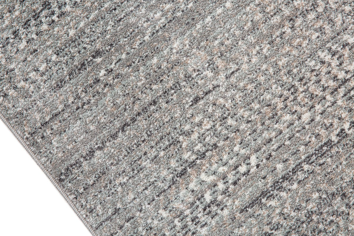 Tapis contemporain Oakville 7x9 | Blanc et Argent au fini utilisé