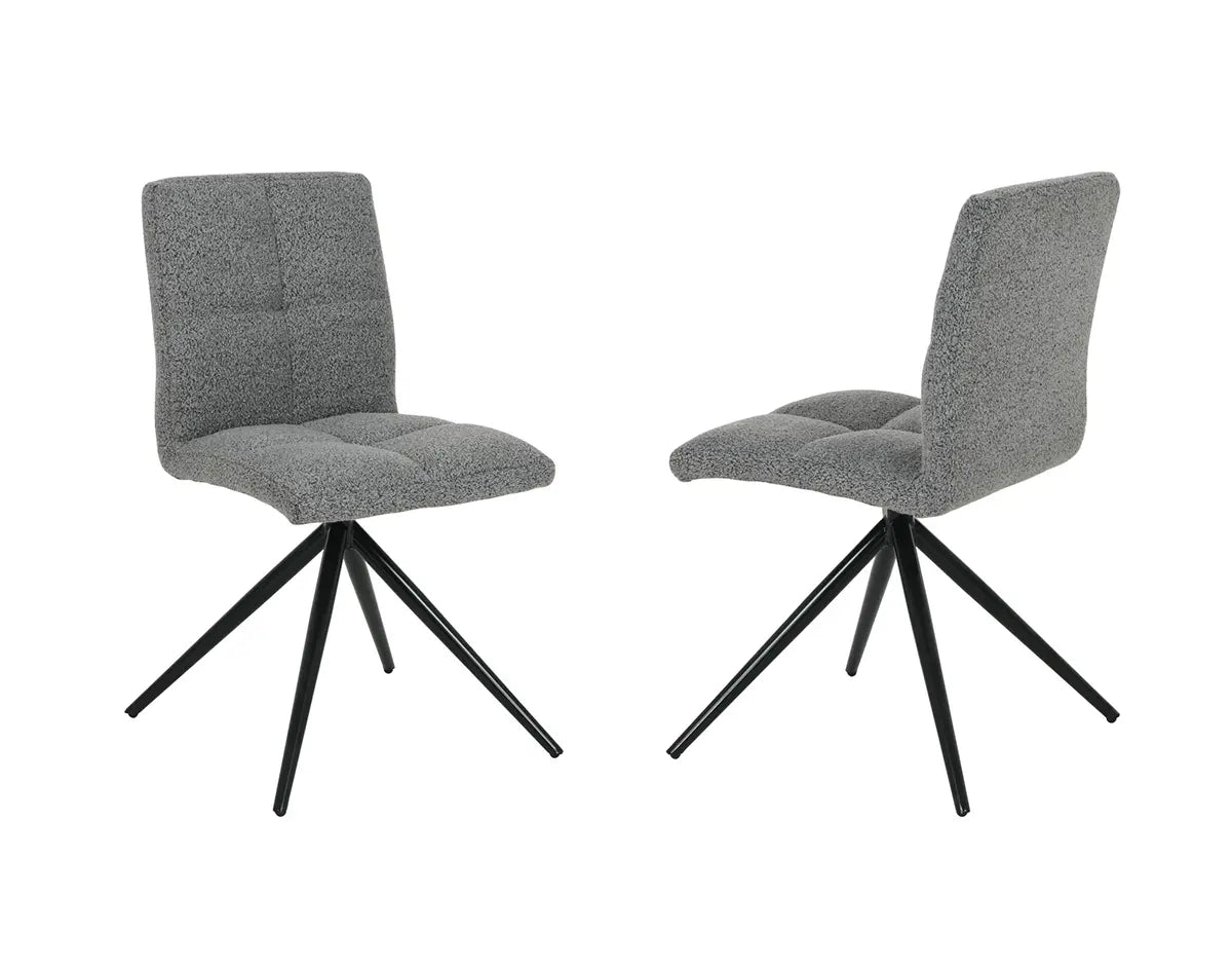 Chaises Ethal en tissu texturé gris | Dossier capitonné et pattes noires
