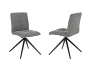 Chaises Ethal en tissu texturé gris | Dossier capitonné et pattes noires