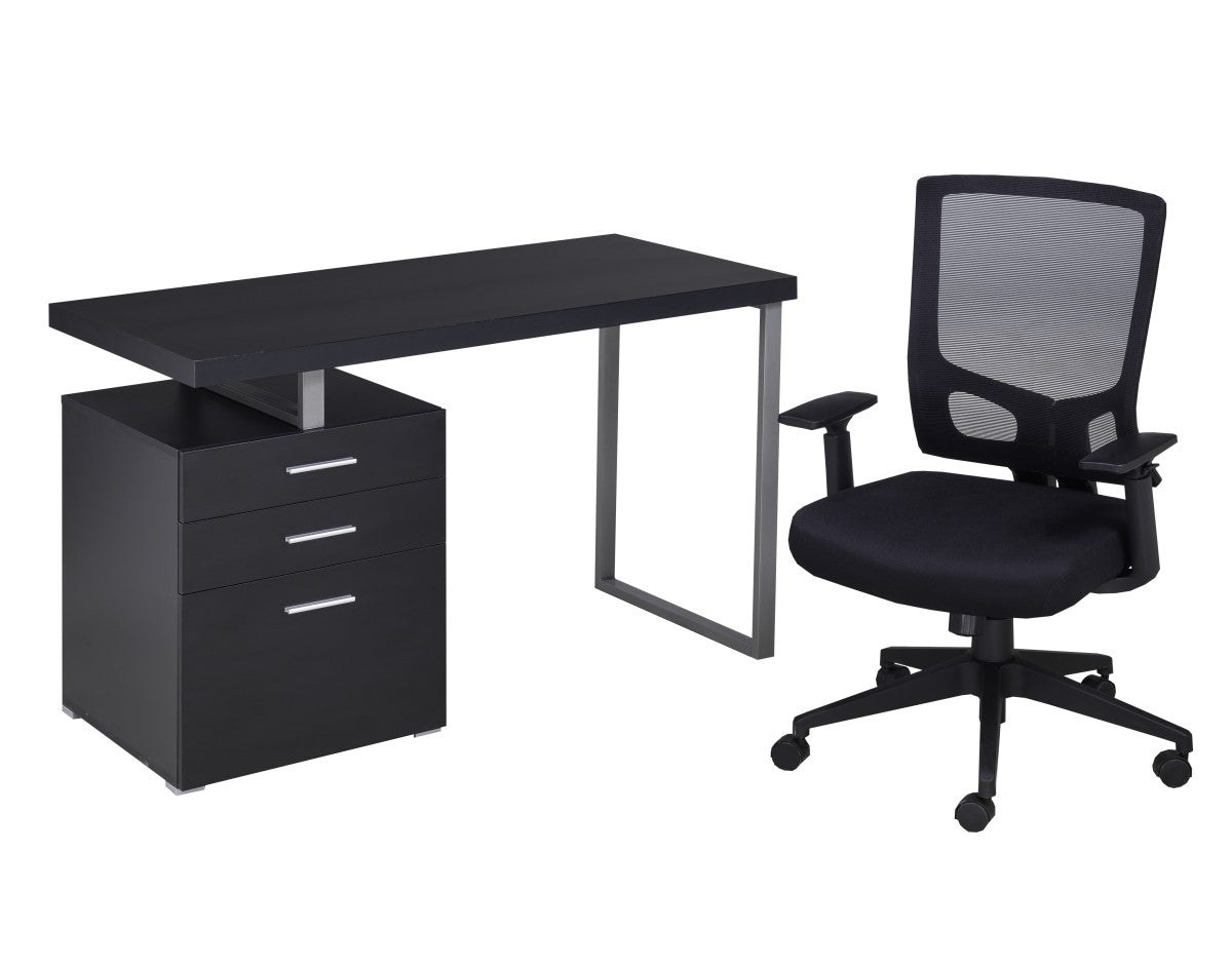 ENSEMBLE BUREAU ET CHAISE, NOIR ( Meuble Mtl )