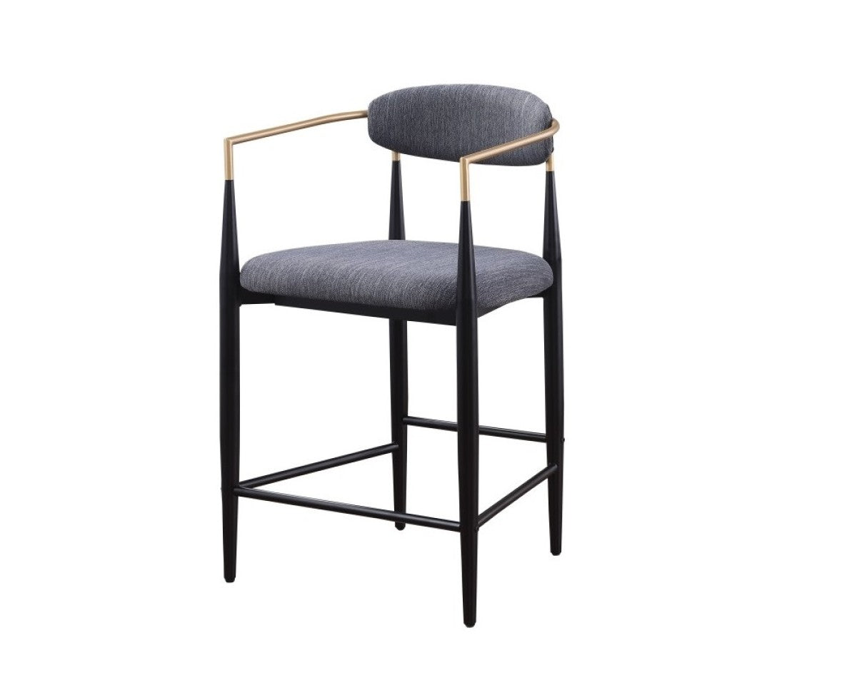 Mykos : Duo de Tabourets Gris avec Structure Noir et Or