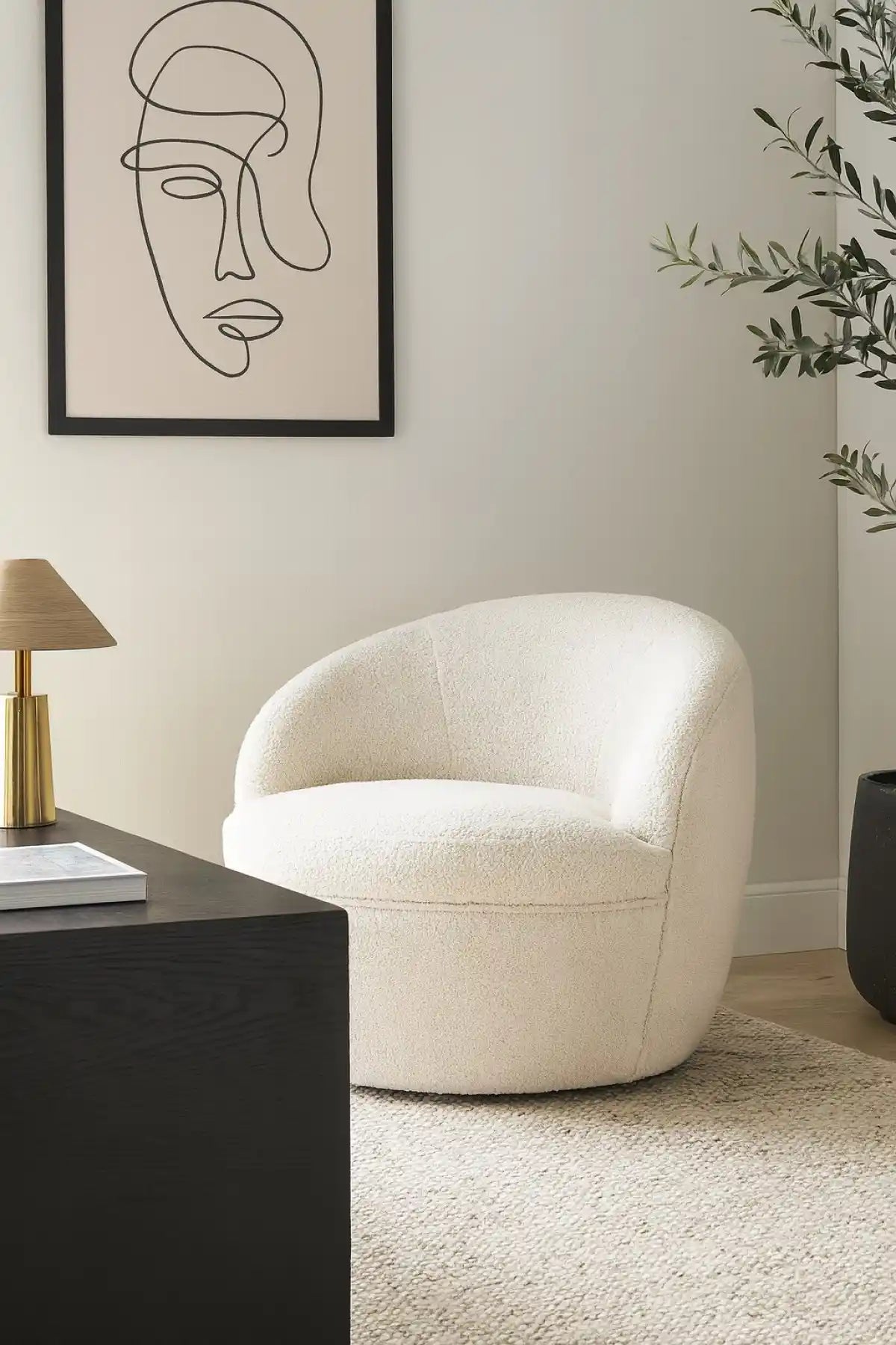 Fauteuil d'Appoint Sekani - Tissu Chenille Beige