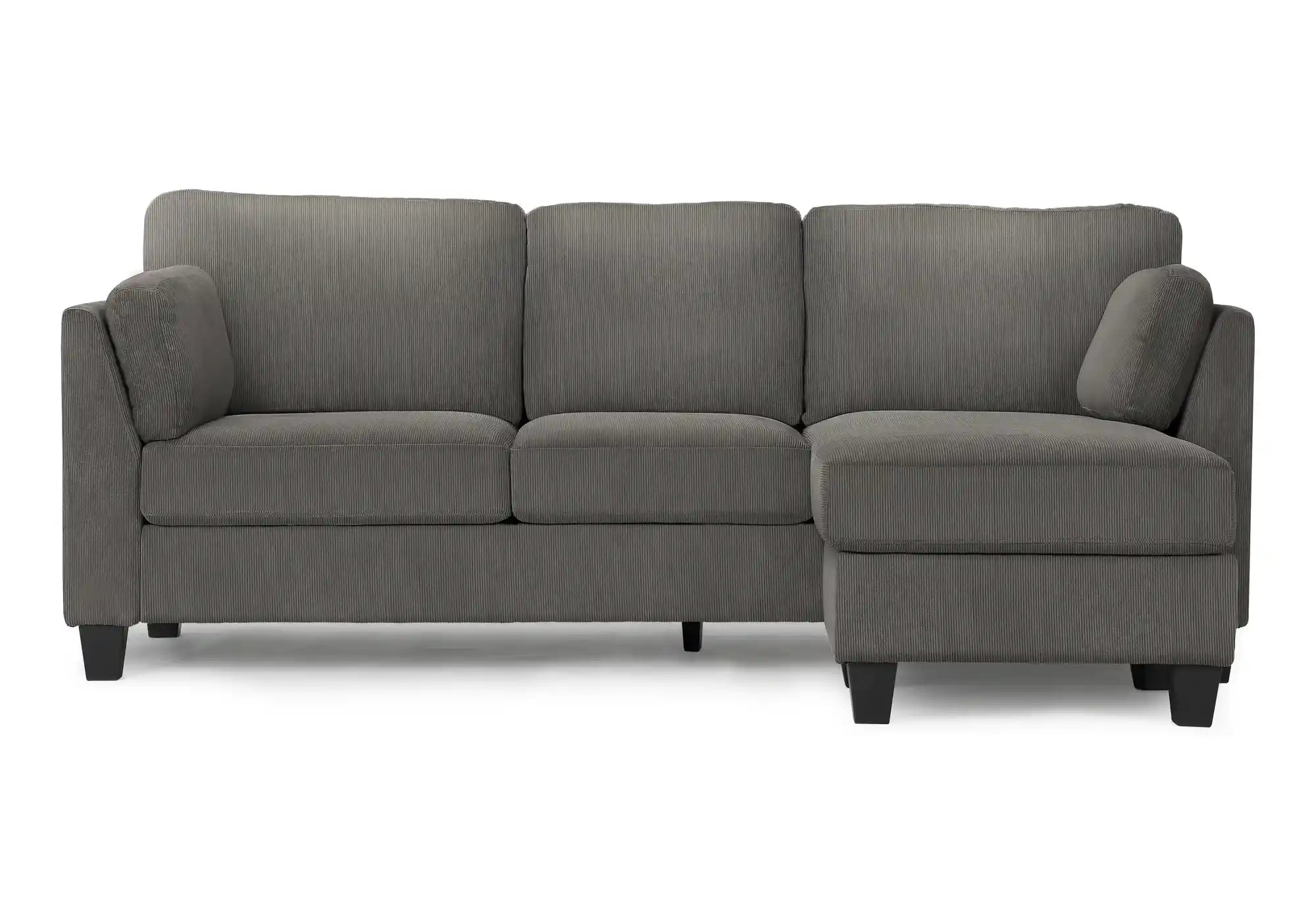 Sofa 3 Places Gris avec Méridienne Réversible 87" Monarch