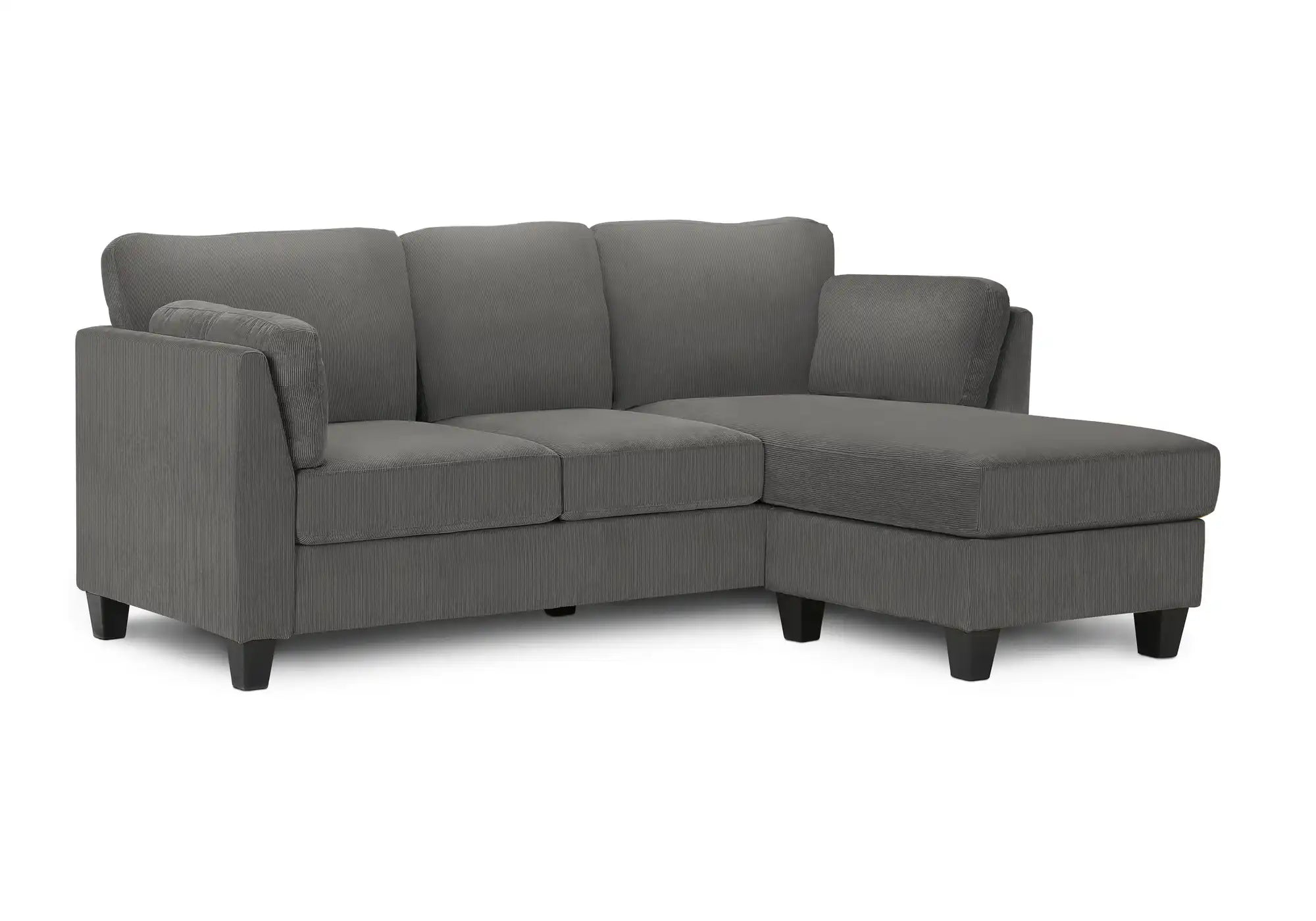 Sofa 3 Places Gris avec Méridienne Réversible 87" Monarch