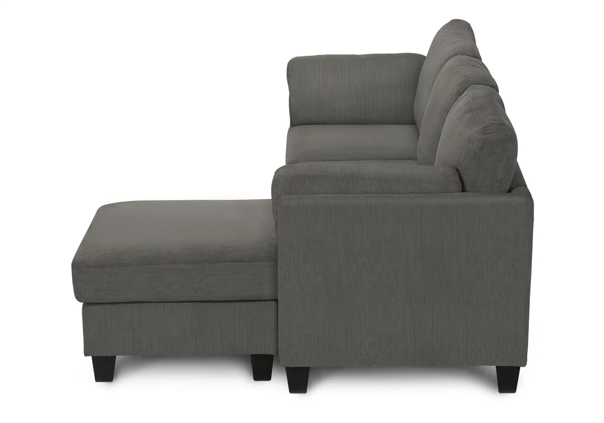 Sofa 3 Places Gris avec Méridienne Réversible 87" Monarch