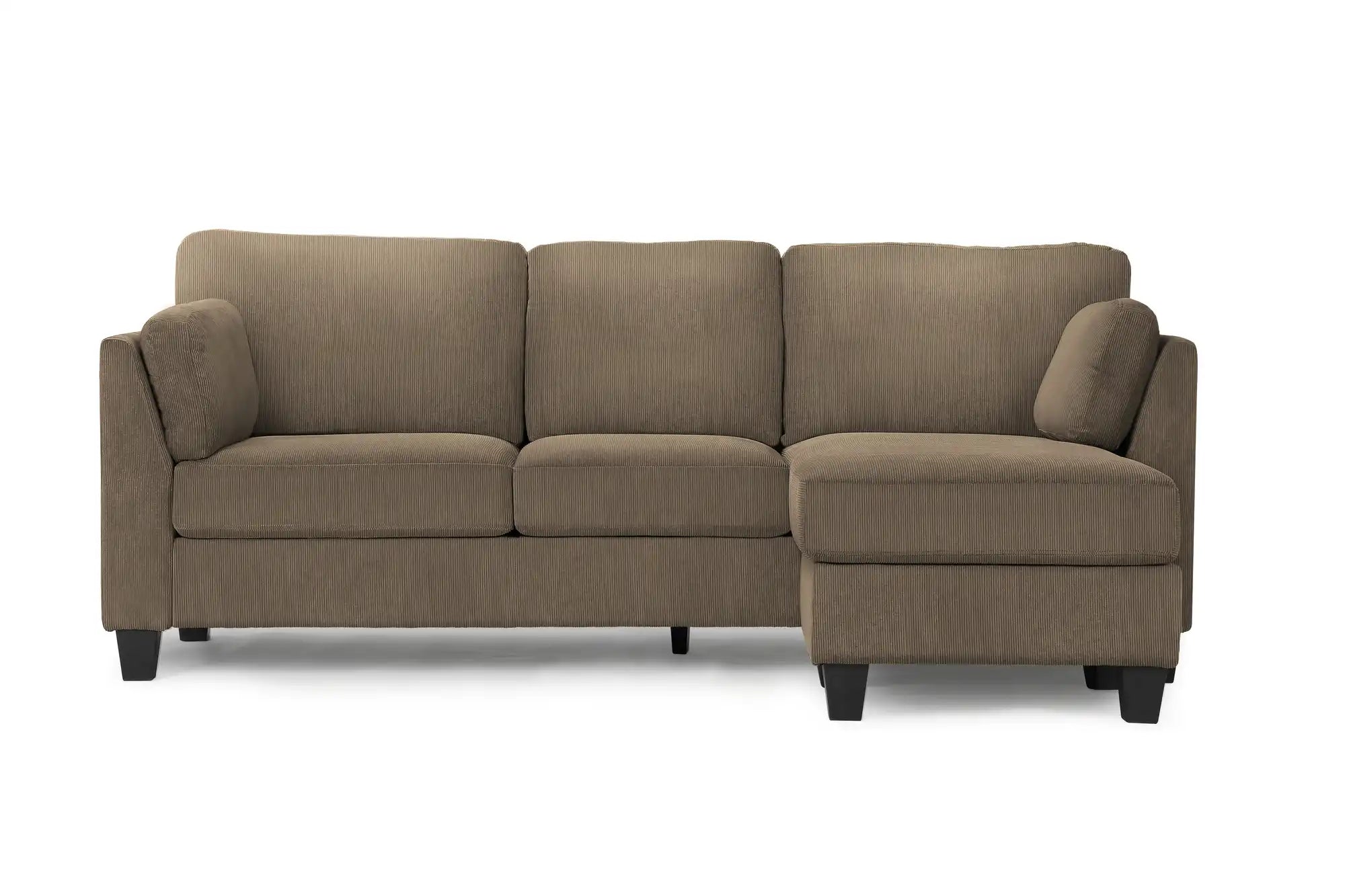 Sofa 3 Places avec Méridienne Réversible 87" Tissu Brun Monarch