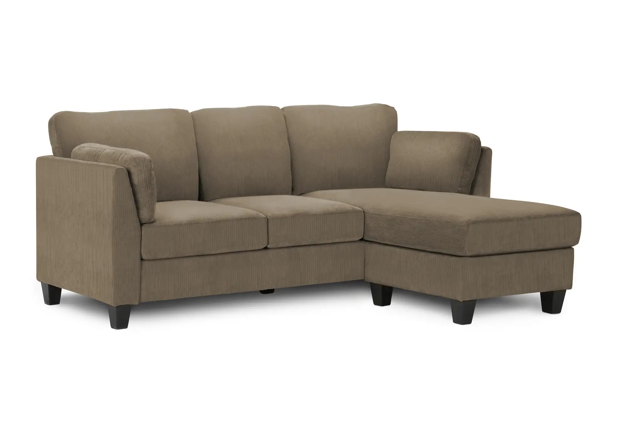 Sofa 3 Places avec Méridienne Réversible 87" Tissu Brun Monarch