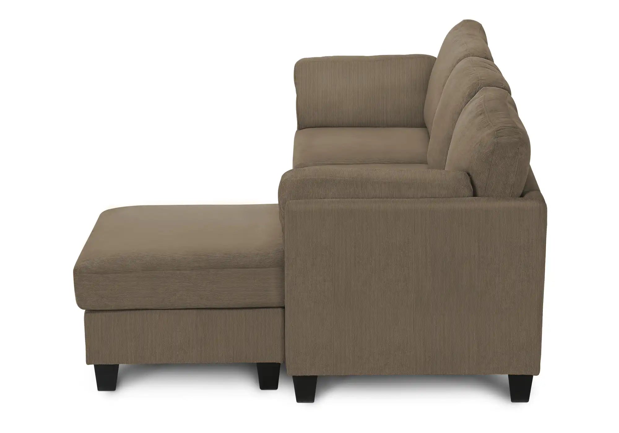 Sofa 3 Places avec Méridienne Réversible 87" Tissu Brun Monarch