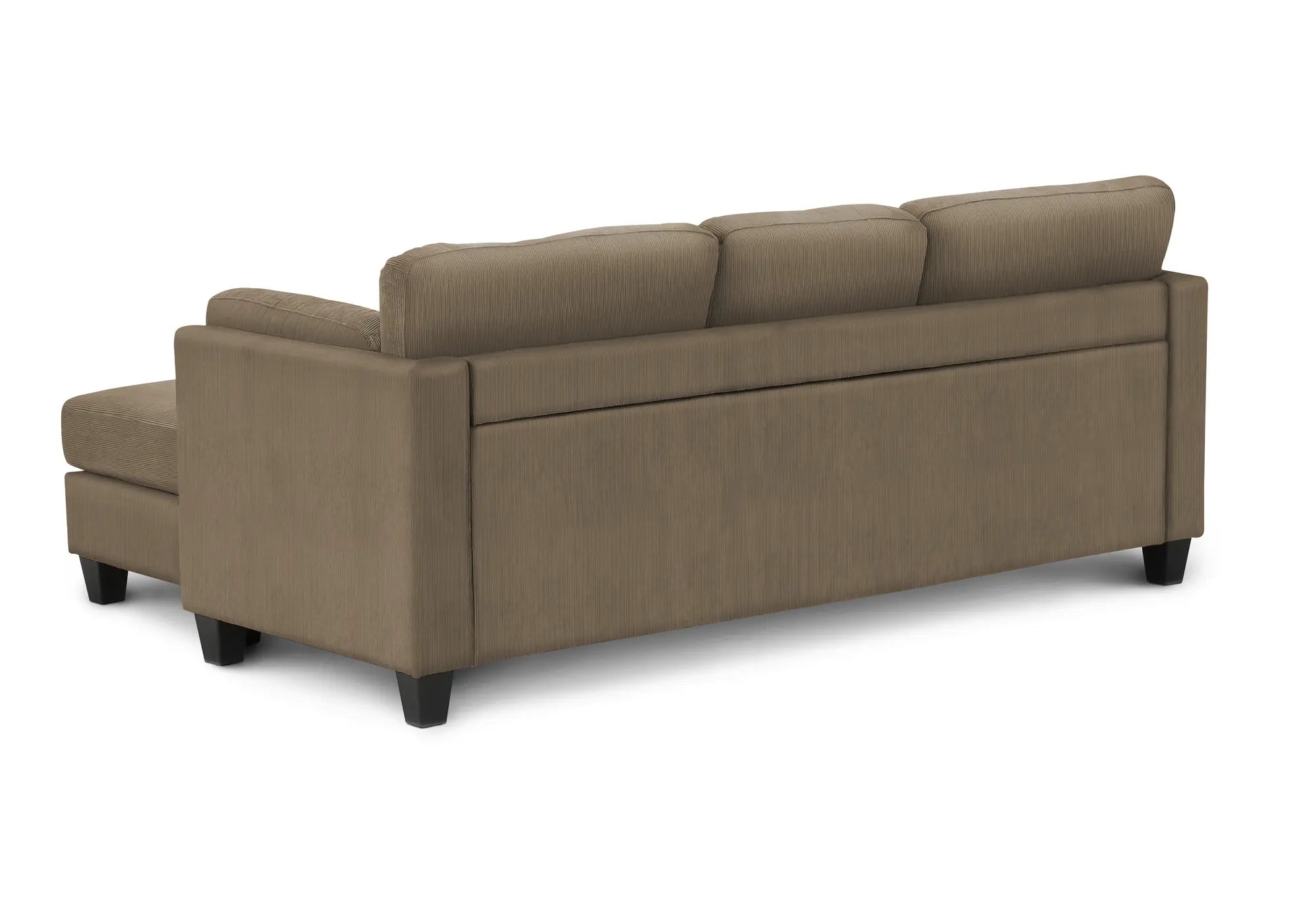 Sofa 3 Places avec Méridienne Réversible 87" Tissu Brun Monarch