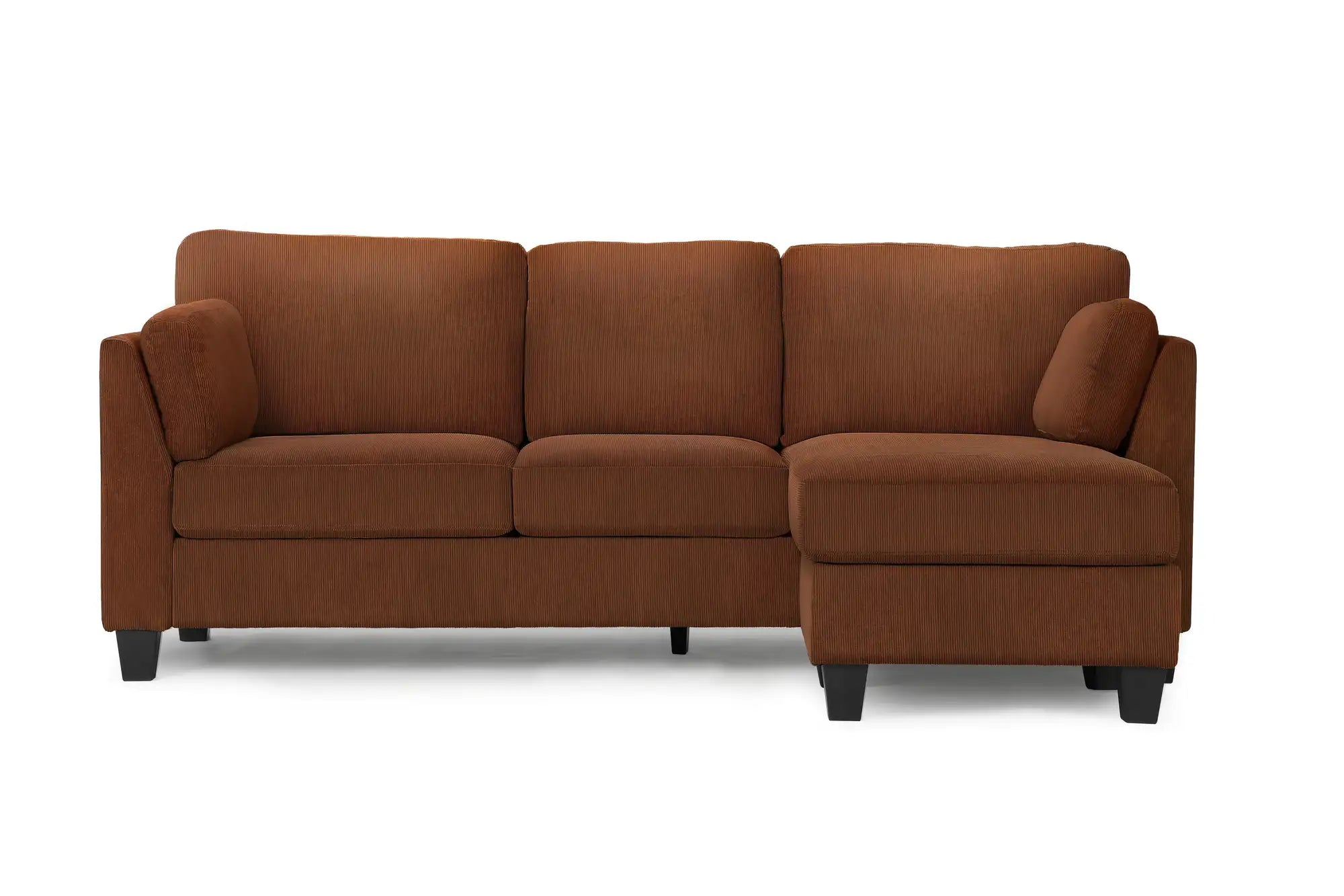 Sofa 3 Places avec Méridienne Réversible 87" Tissu Rouille Monarch