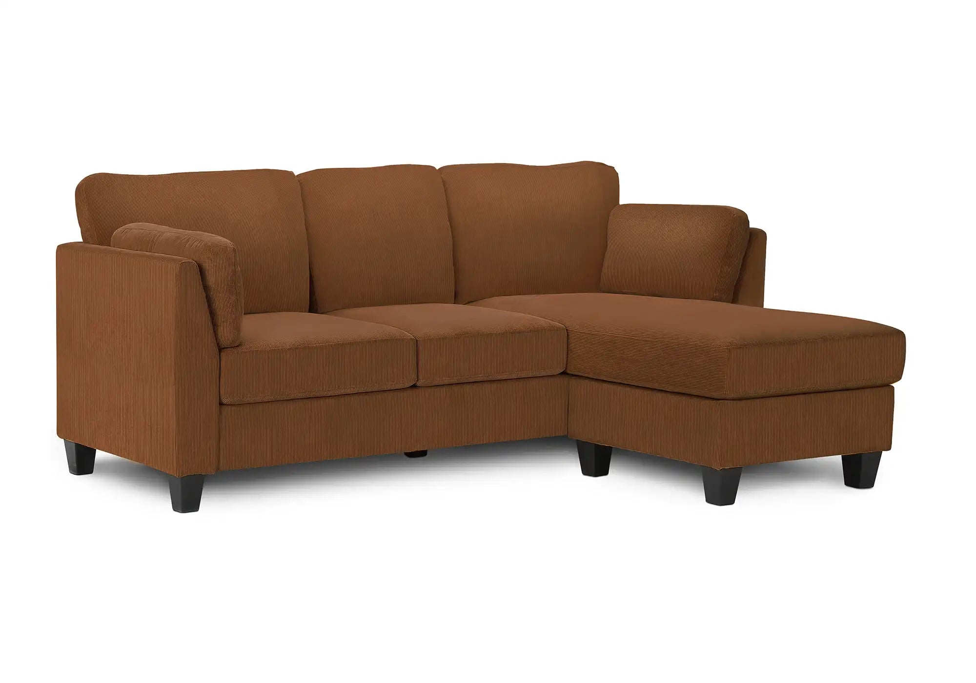 Sofa 3 Places avec Méridienne Réversible 87" Tissu Rouille Monarch