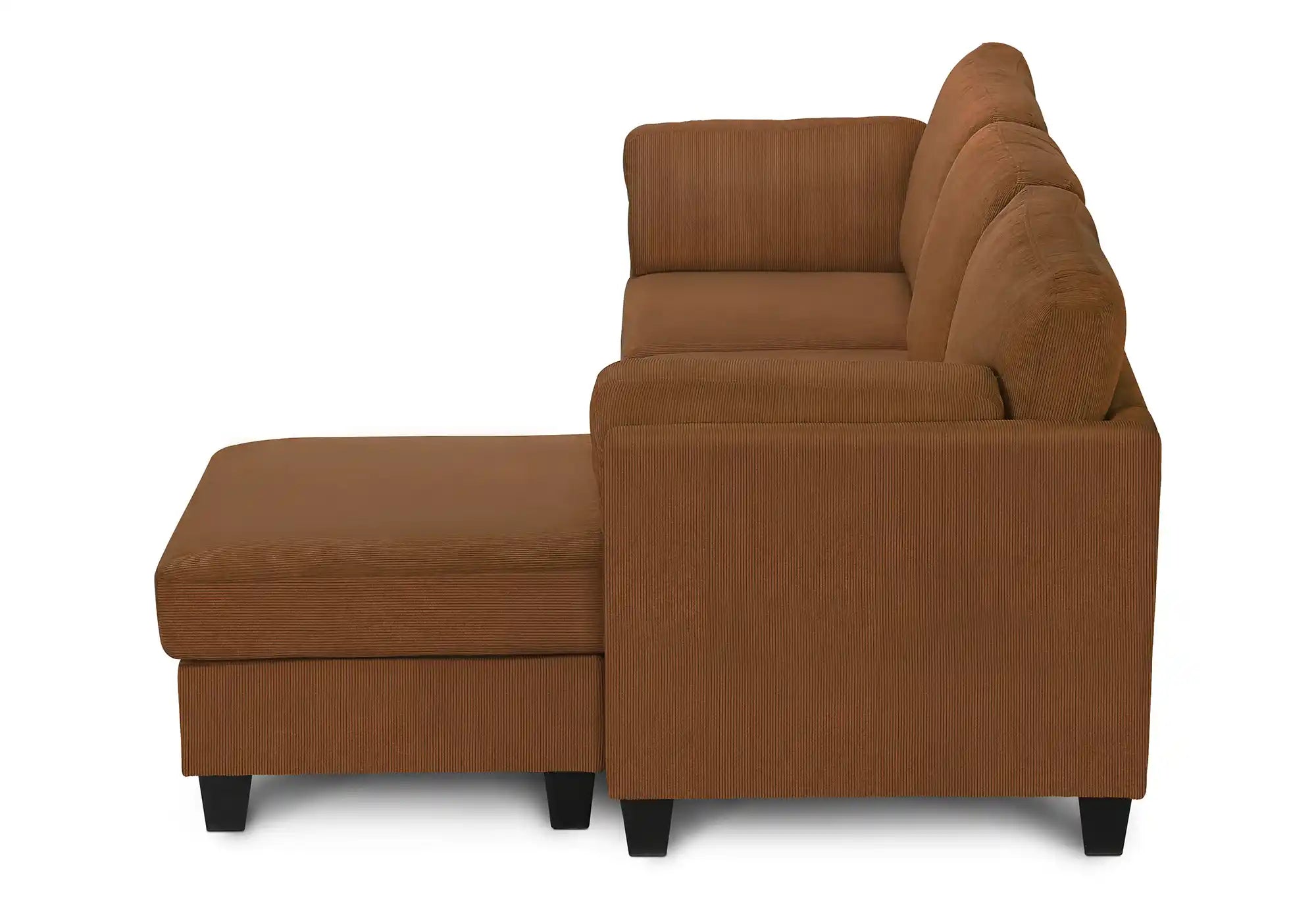 Sofa 3 Places avec Méridienne Réversible 87" Tissu Rouille Monarch