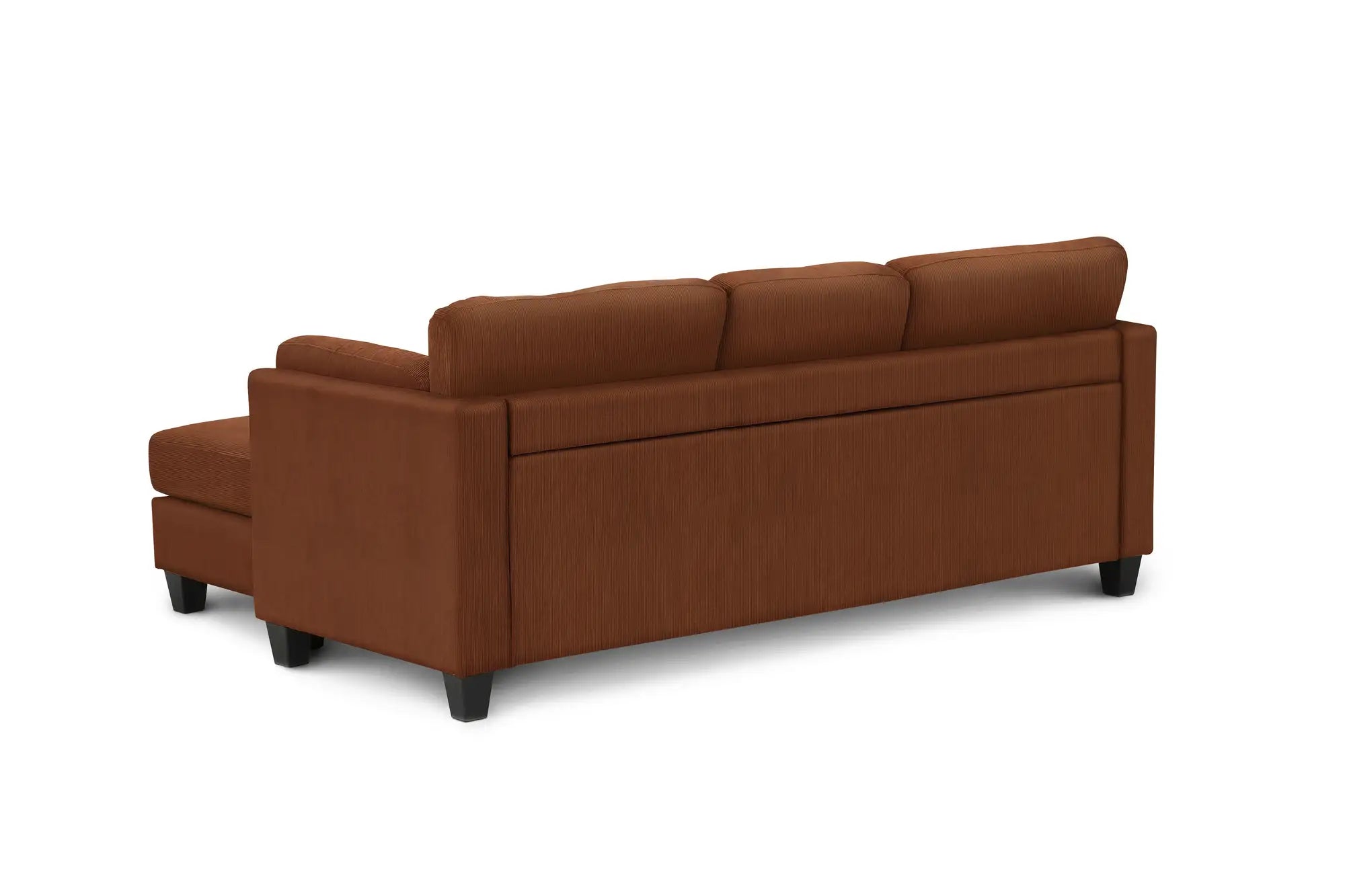 Sofa 3 Places avec Méridienne Réversible 87" Tissu Rouille Monarch