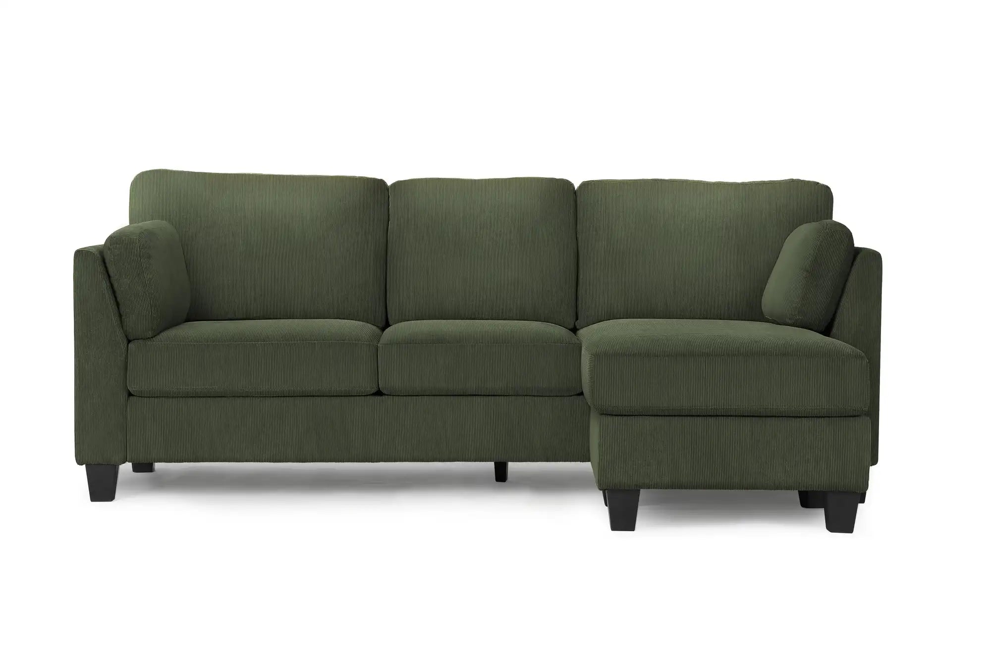 Sofa 3 Places avec Méridienne Réversible 87" Vert Olive Monarch