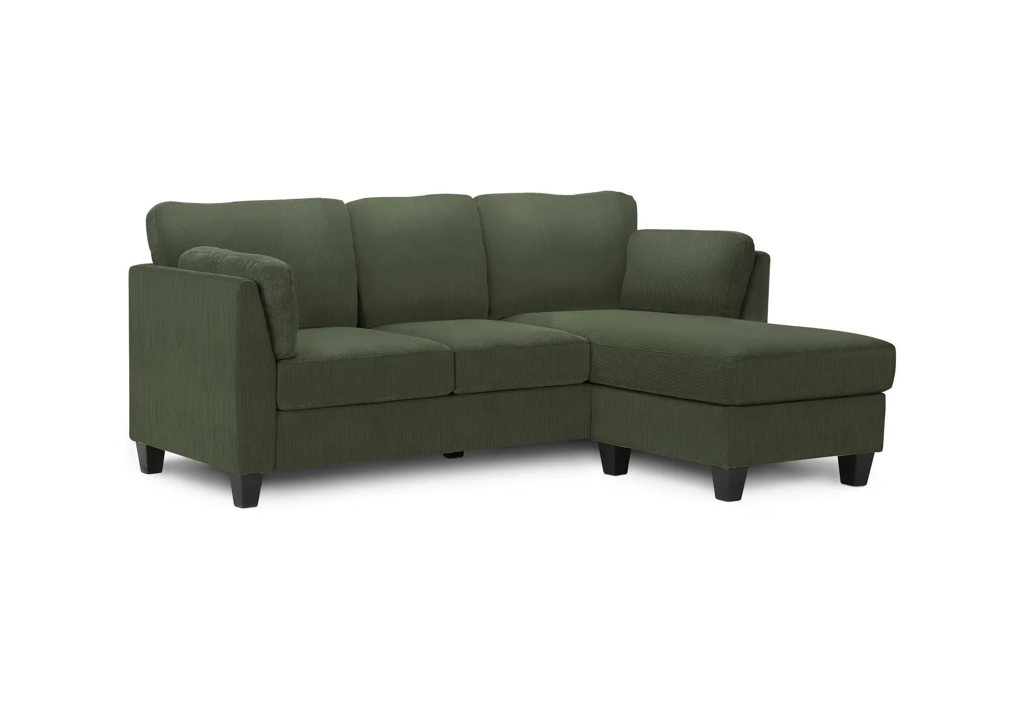 Sofa 3 Places avec Méridienne Réversible 87" Vert Olive Monarch