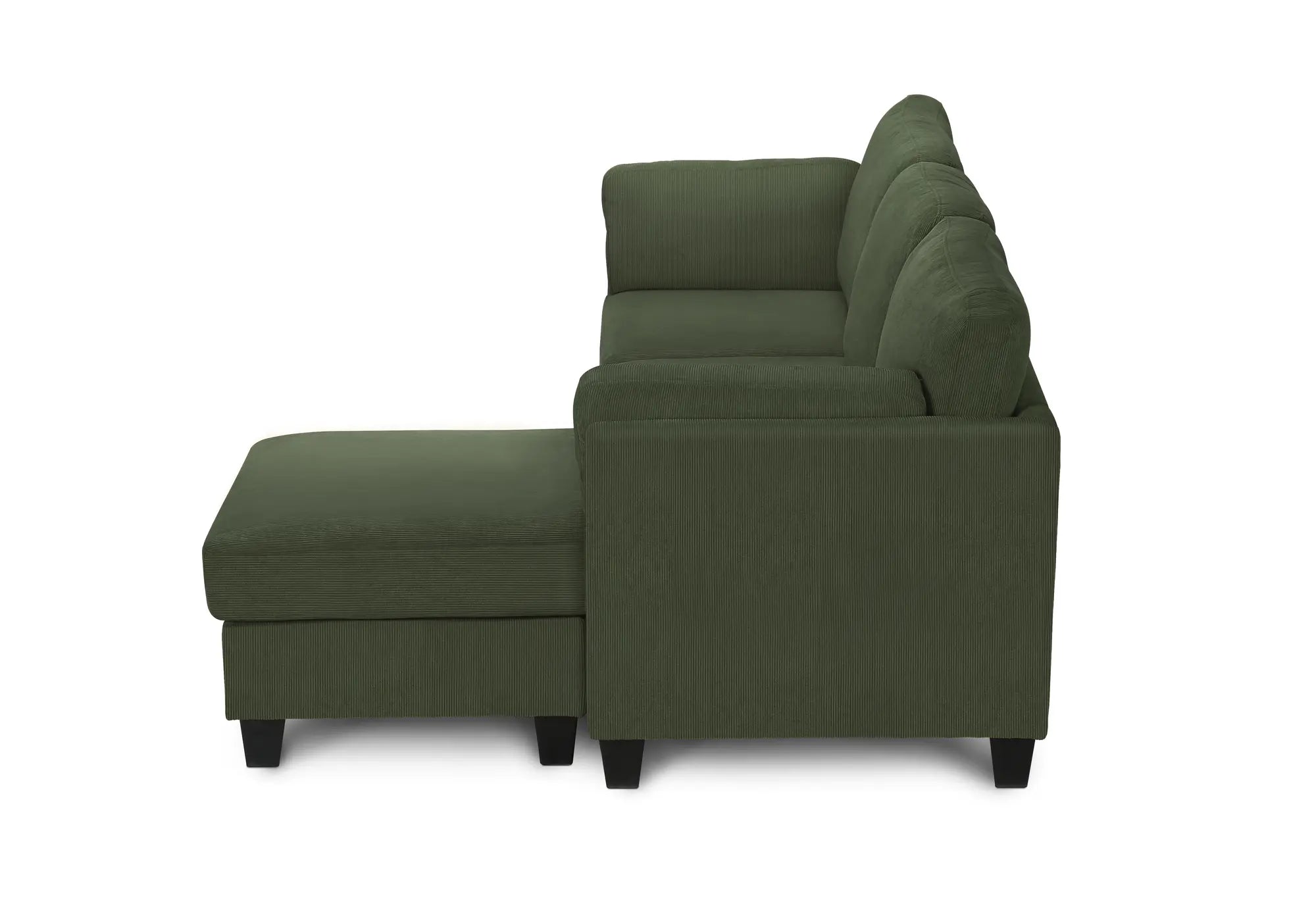 Sofa 3 Places avec Méridienne Réversible 87" Vert Olive Monarch