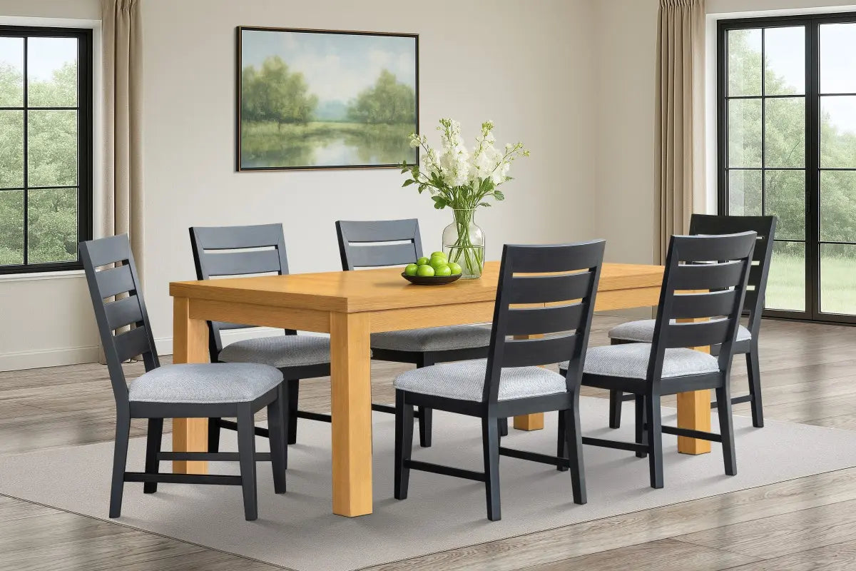 Ensemble à dîner Ottilie Chêne et Noir | Table extensible en bois massif