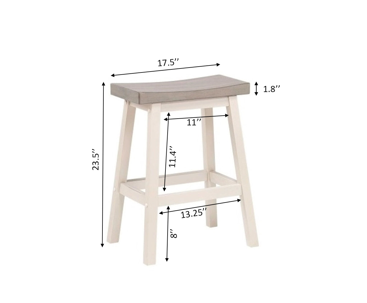 Set de 2 Tabourets de Comptoir Ashanti - Gris et Blanc