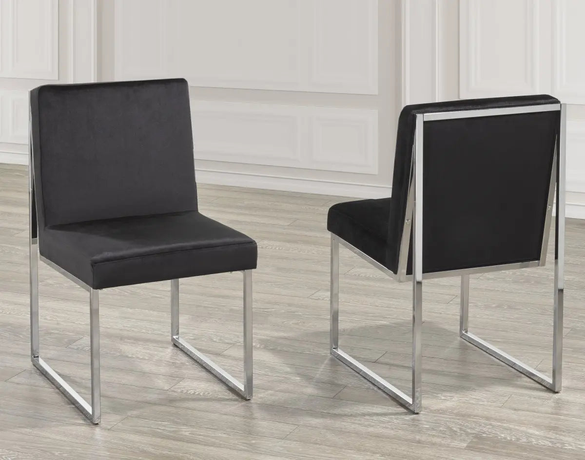 Chaises Brassex en tissu noir | Duo avec cadre fini chrome