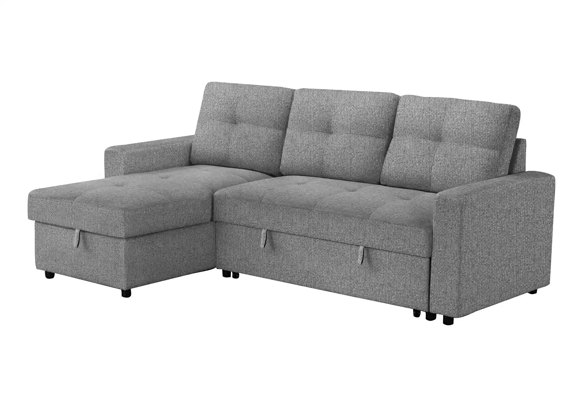 Divan Lit d'Angle 3 Places Gris Clair avec Chaise Longue Réversible