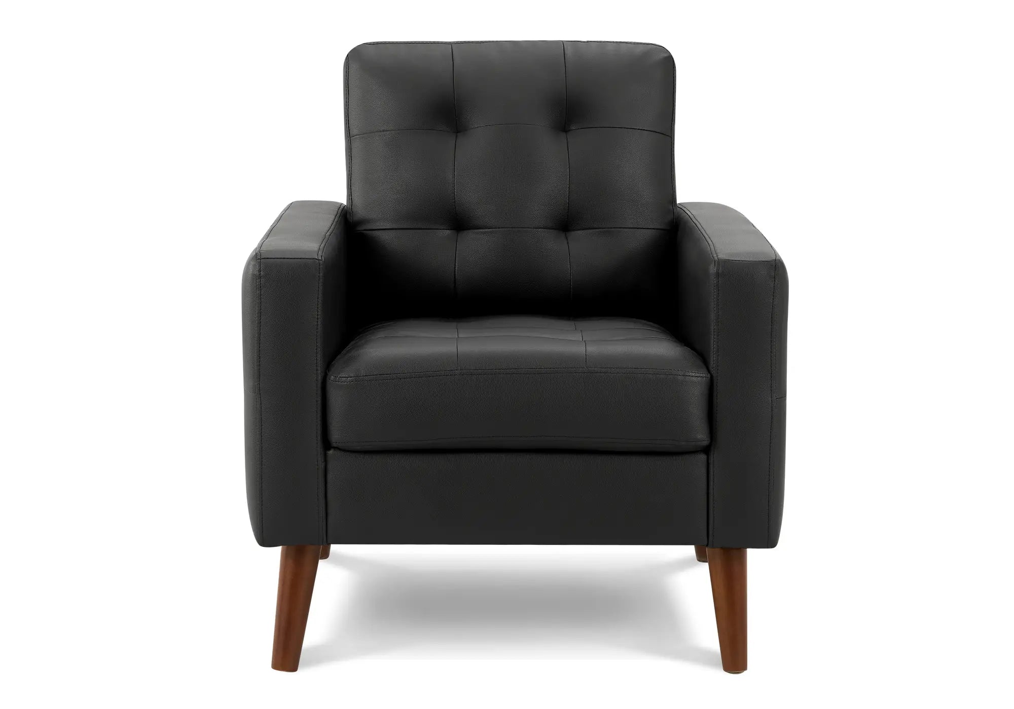 Fauteuil d'Appoint Similicuir Noir avec Pieds en Bois Noyer