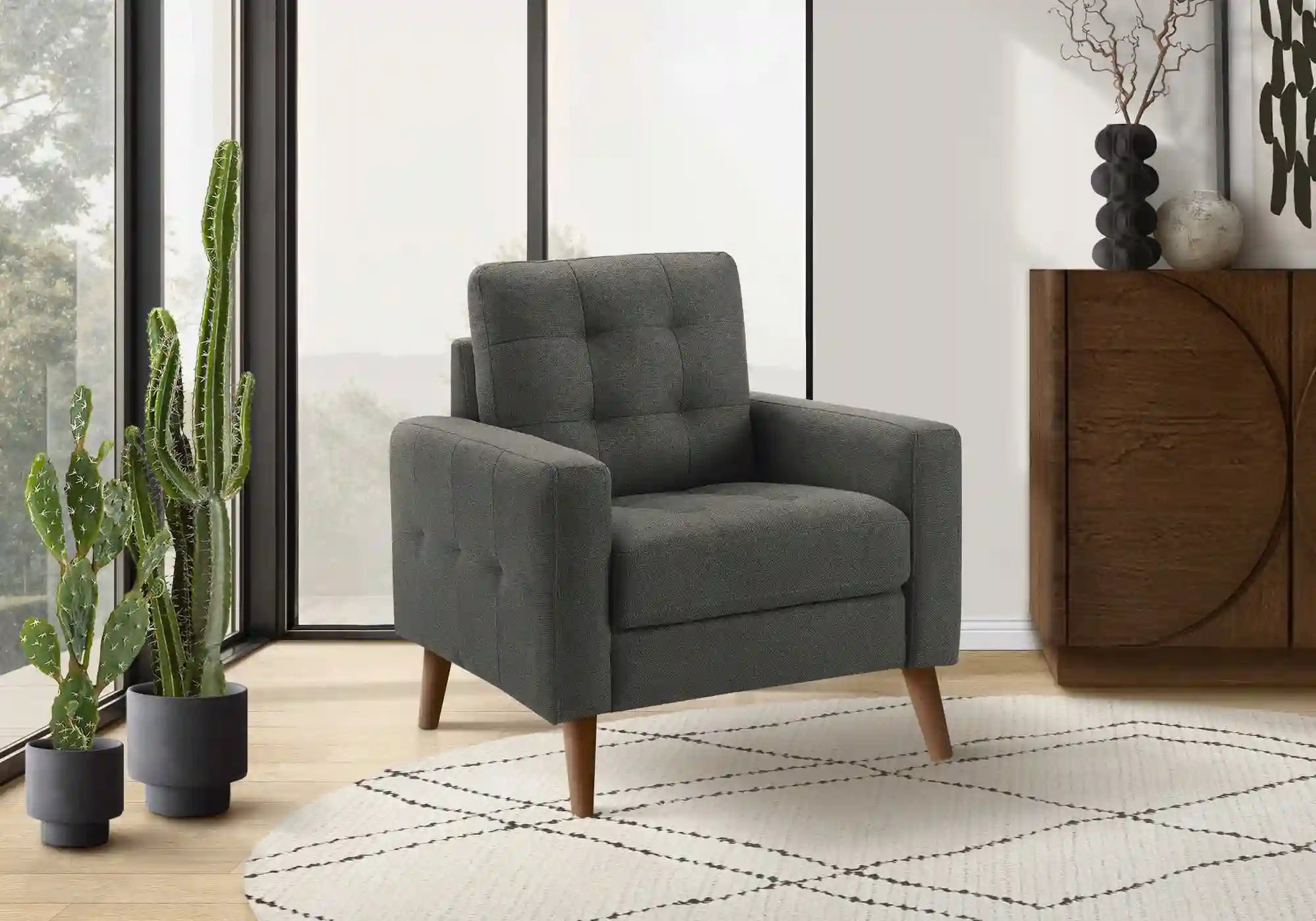 Fauteuil d'Appoint Tissu Gris Foncé 31 po