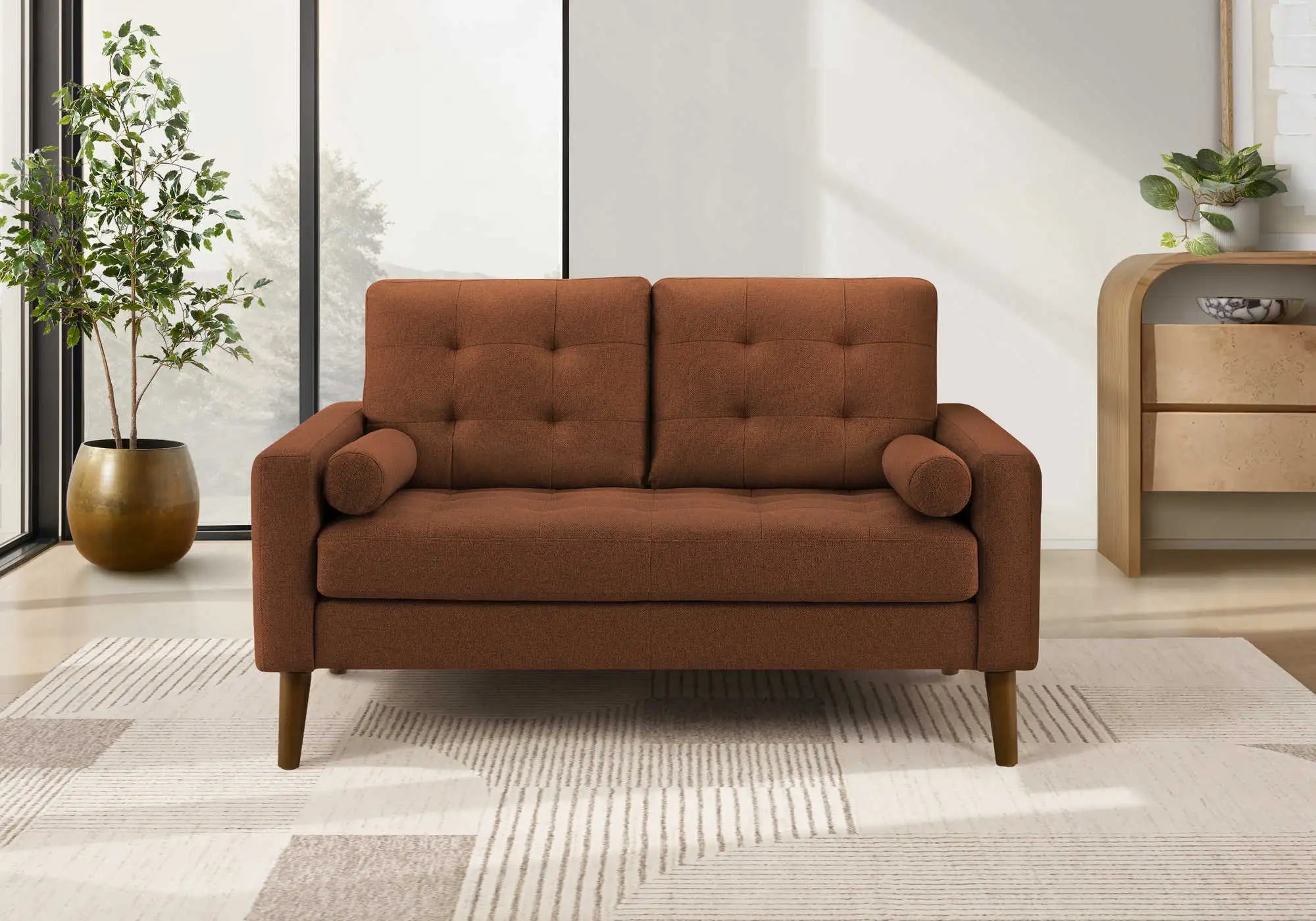 Causeuse 58 po tissu rouille 2 coussins LUMOS-44