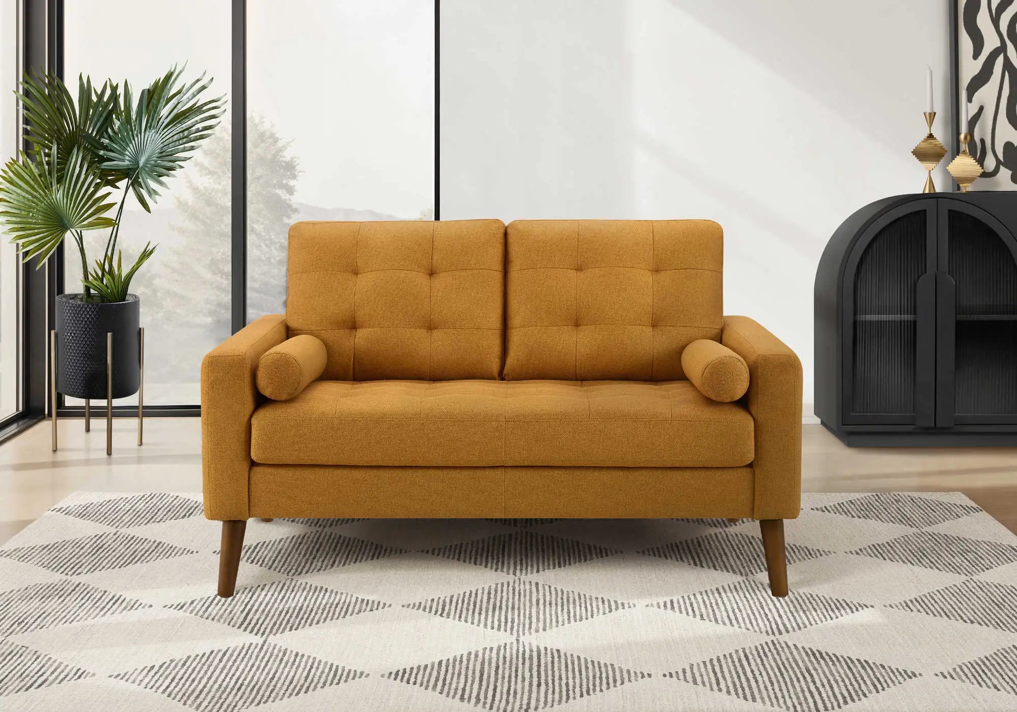Causeuse 58 po tissu orange 2 coussins LUMOS-68