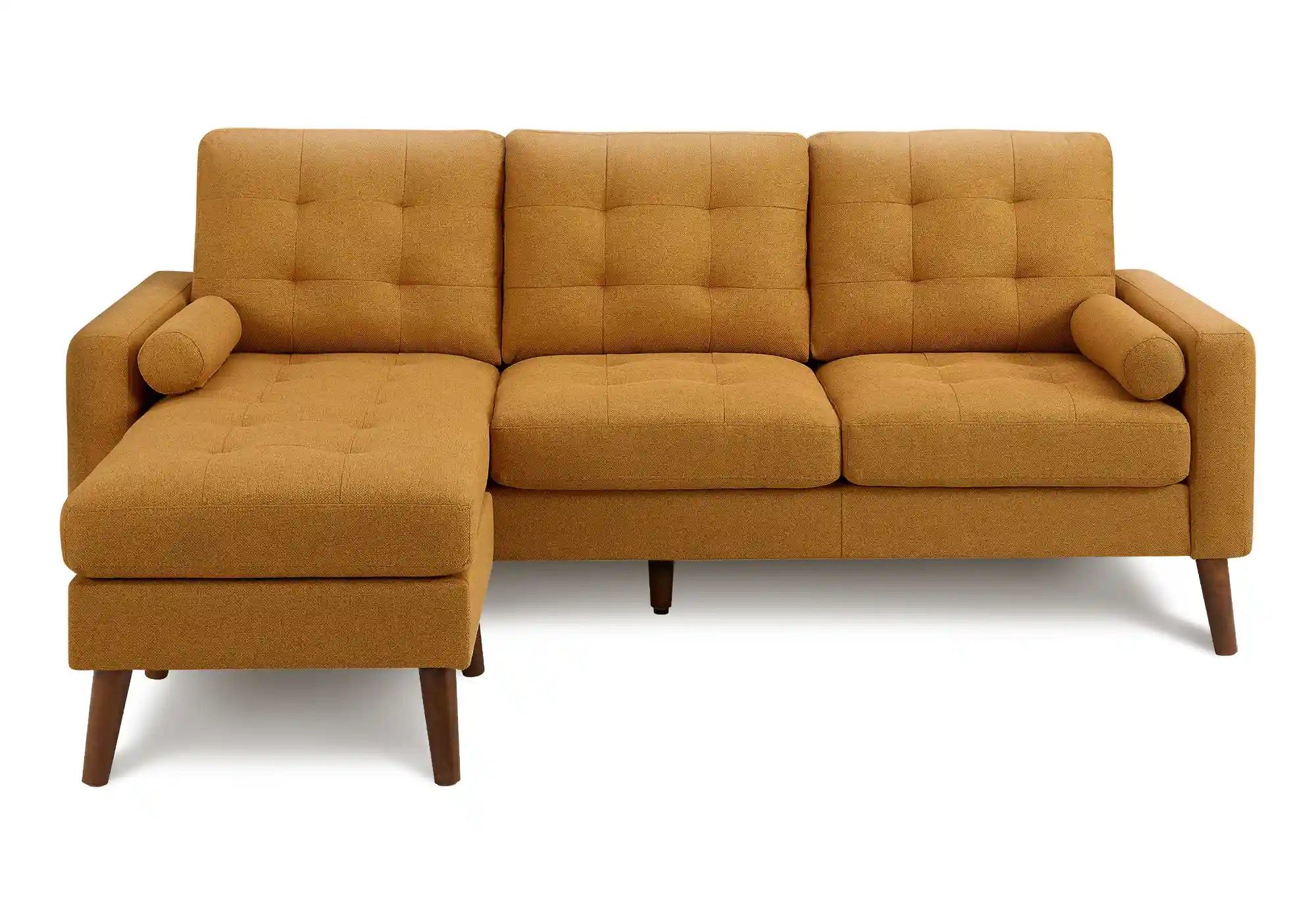 Monarch Specialties Canapé avec Chaise Longue 3 Places Réversible en Tissu Orange 85"