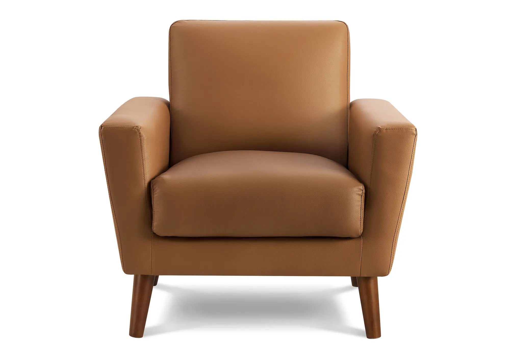 Fauteuil d'Appoint Similicuir Cognac 34 po Pieds Noyer