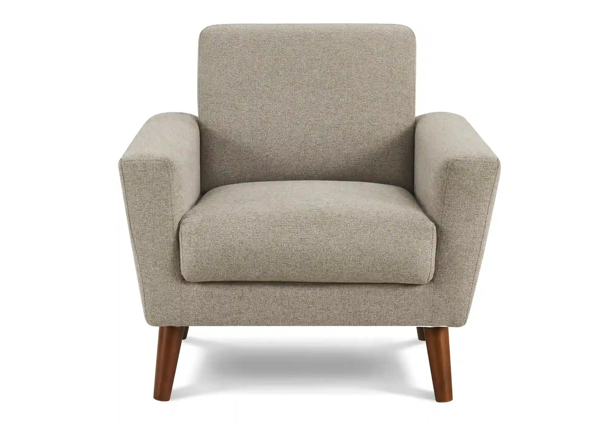 Fauteuil d'Appoint 34 po Tissu Brun Clair et Pieds Noyer