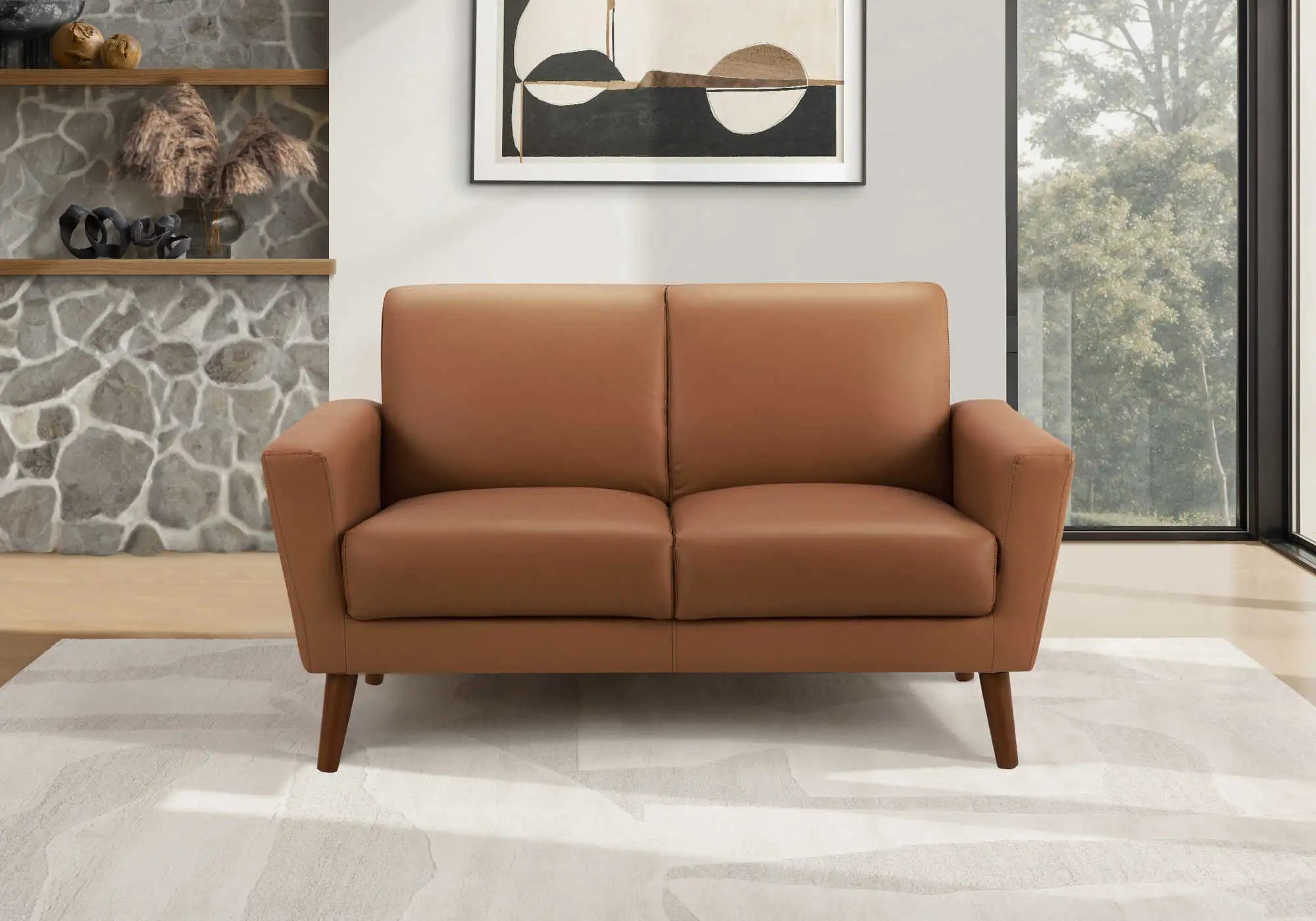 Causeuse 2 places en similicuir cognac 3007-10