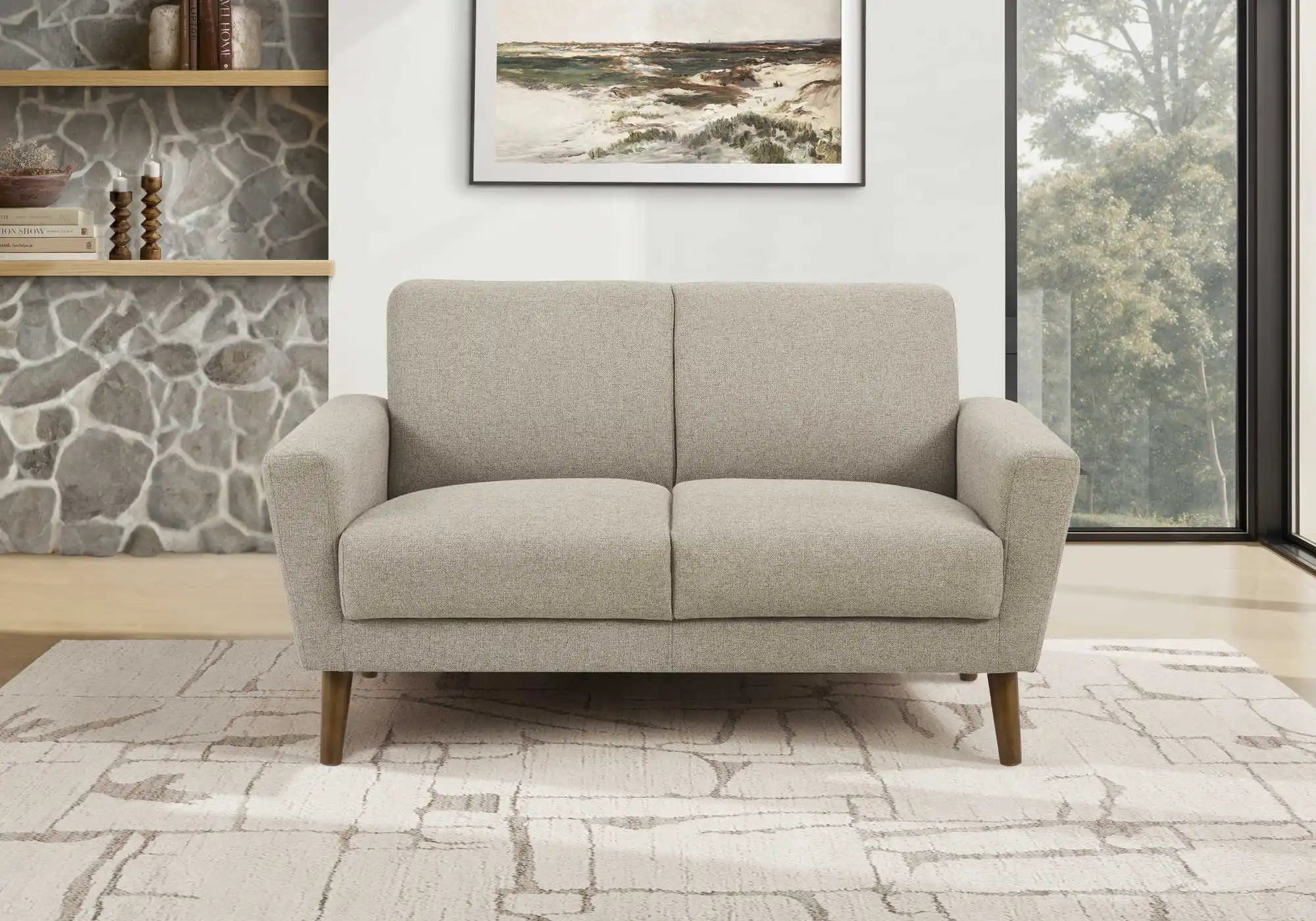 Causeuse 58" en tissu brun clair LUMOS-31