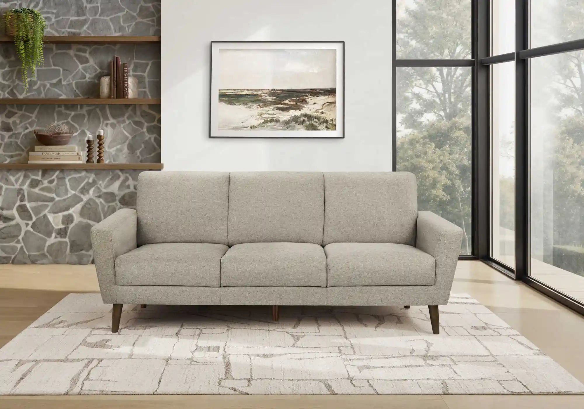 Canapé en Tissu Brun Clair 3 Places Élégant et Confortable