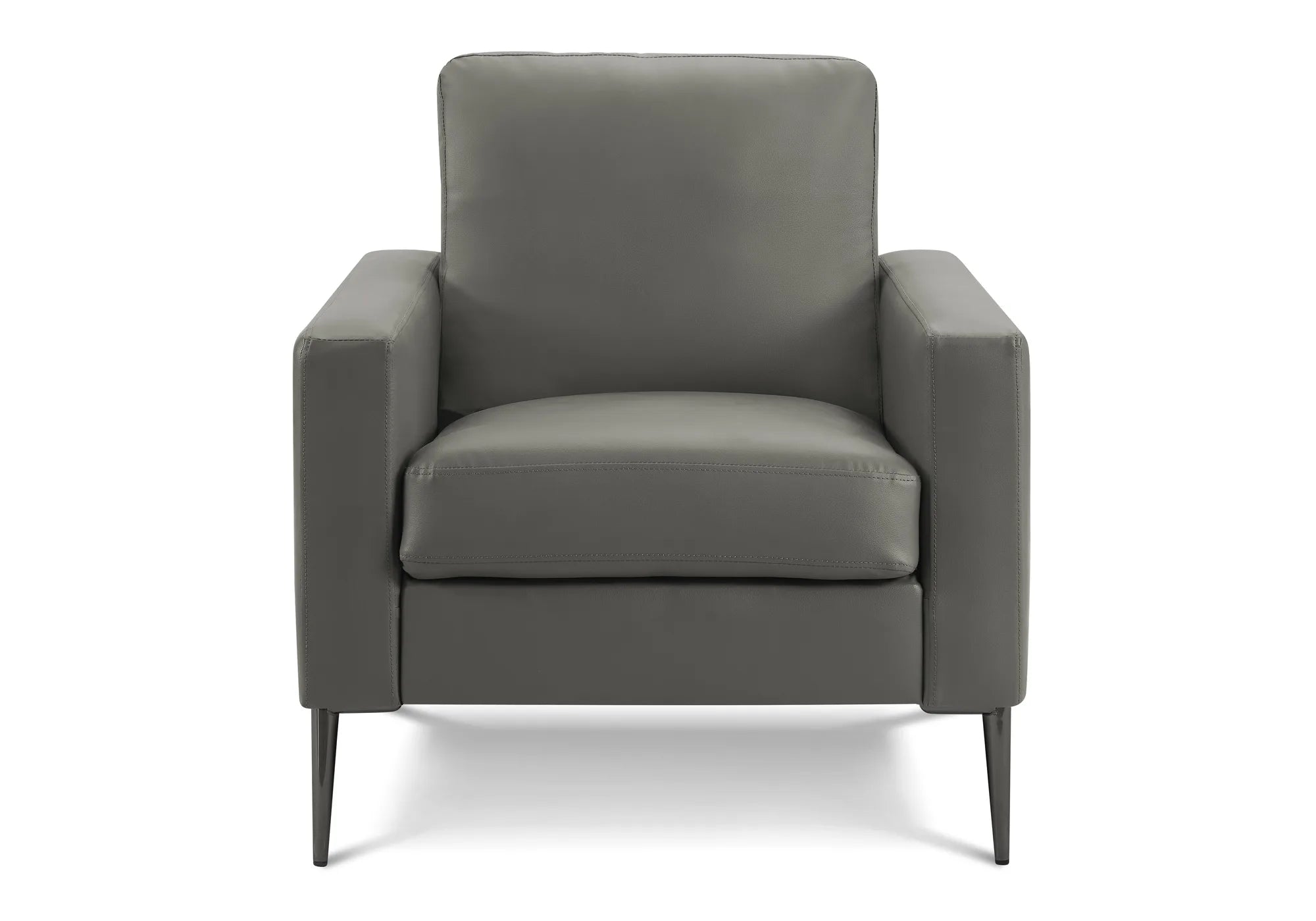 Fauteuil d'Appoint Similicuir Gris Foncé 32 po Pieds Métal Noir