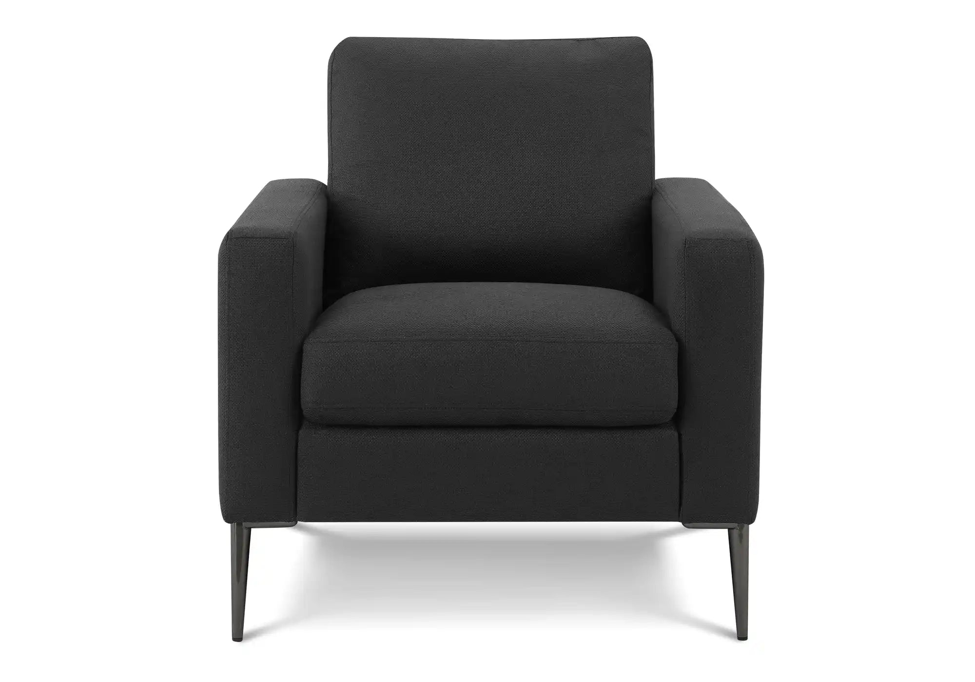 Fauteuil d'Appoint Contemporain en Tissu Noir avec Pieds Métal