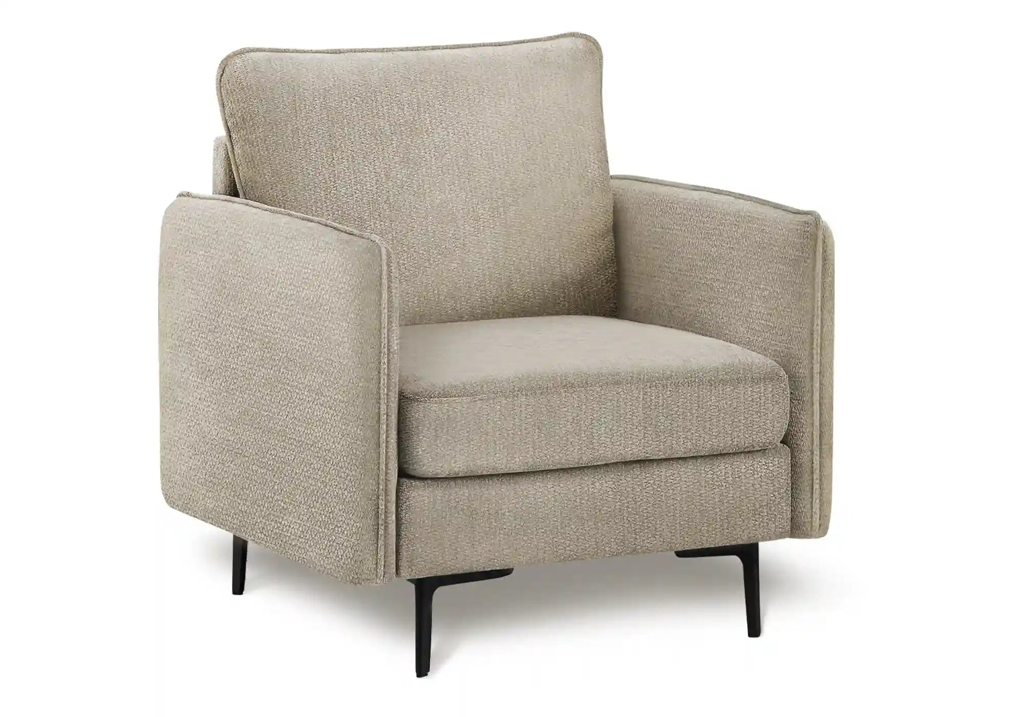 Fauteuil d'Appoint Beige 32 po avec Pieds Métalliques Noirs