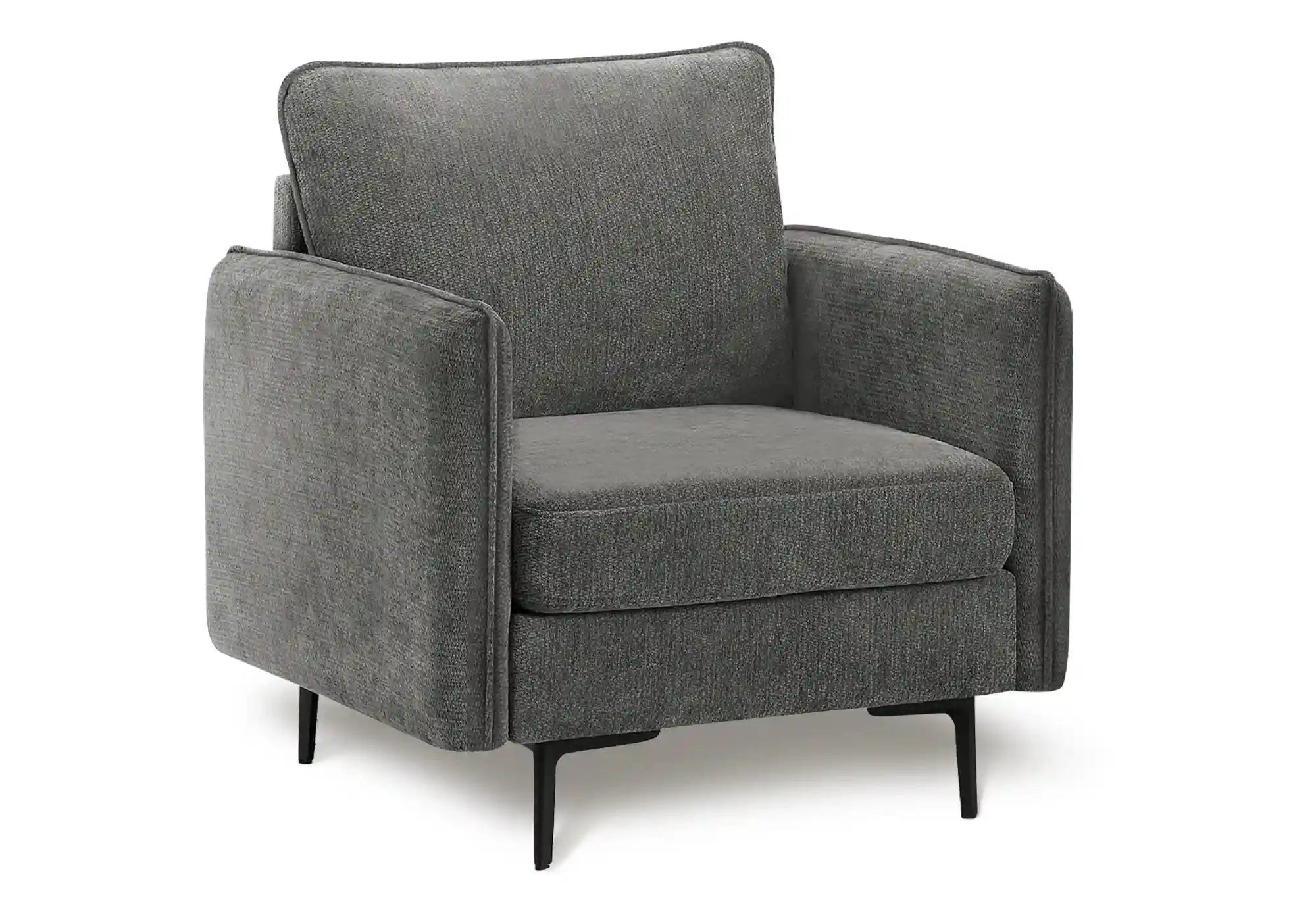 Fauteuil d'Appoint Gris Foncé 32 po en Tissu Métal Noir