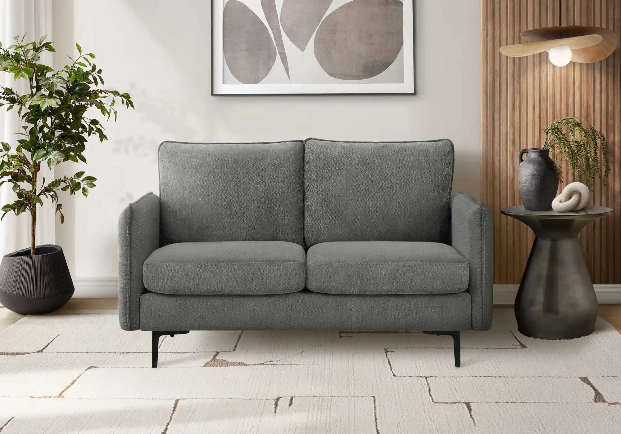 Causeuse 57 Pouces en Tissu Gris Foncé COACH-18