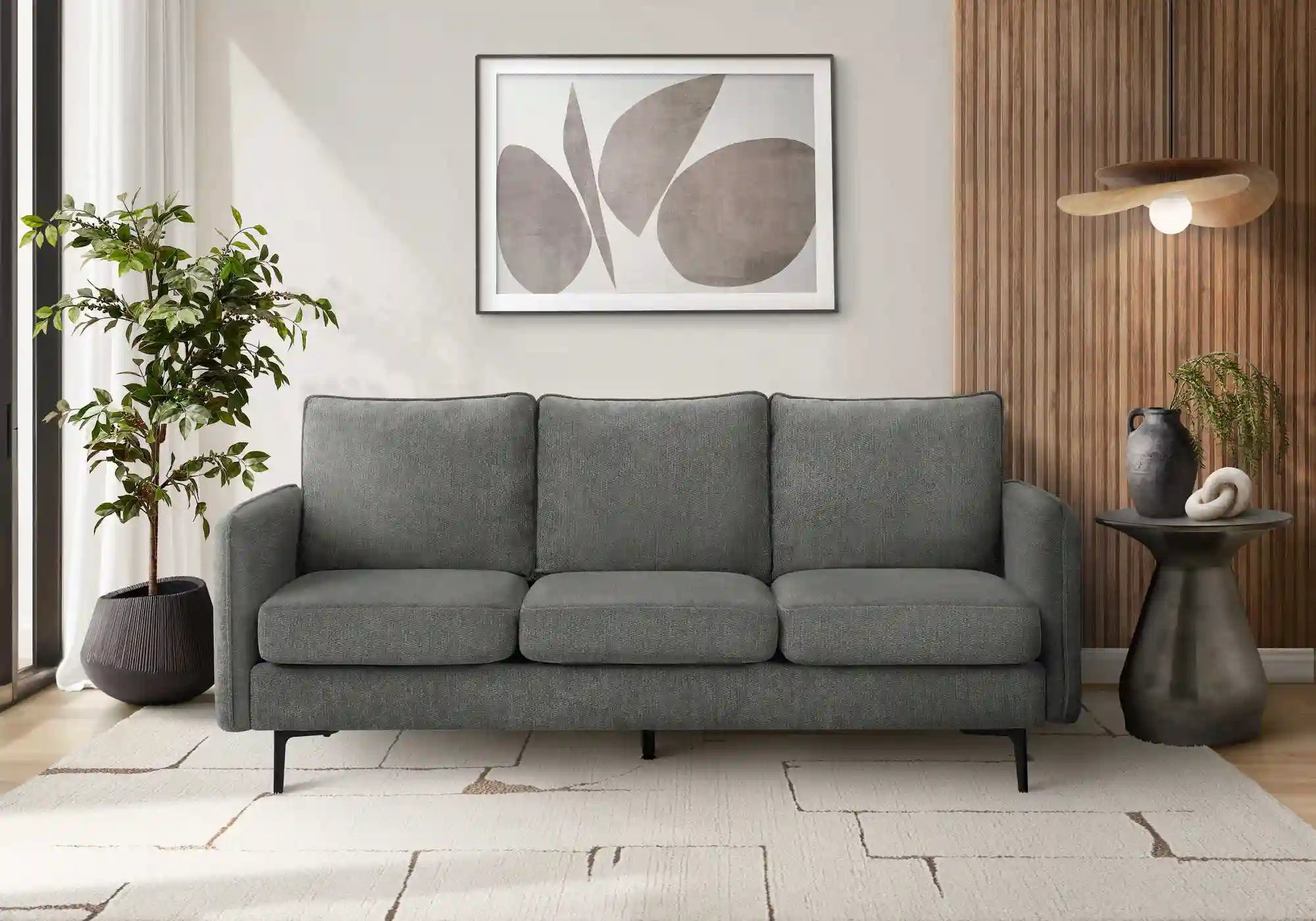 Monarch Canapé 3 Places en Tissu Gris 76"