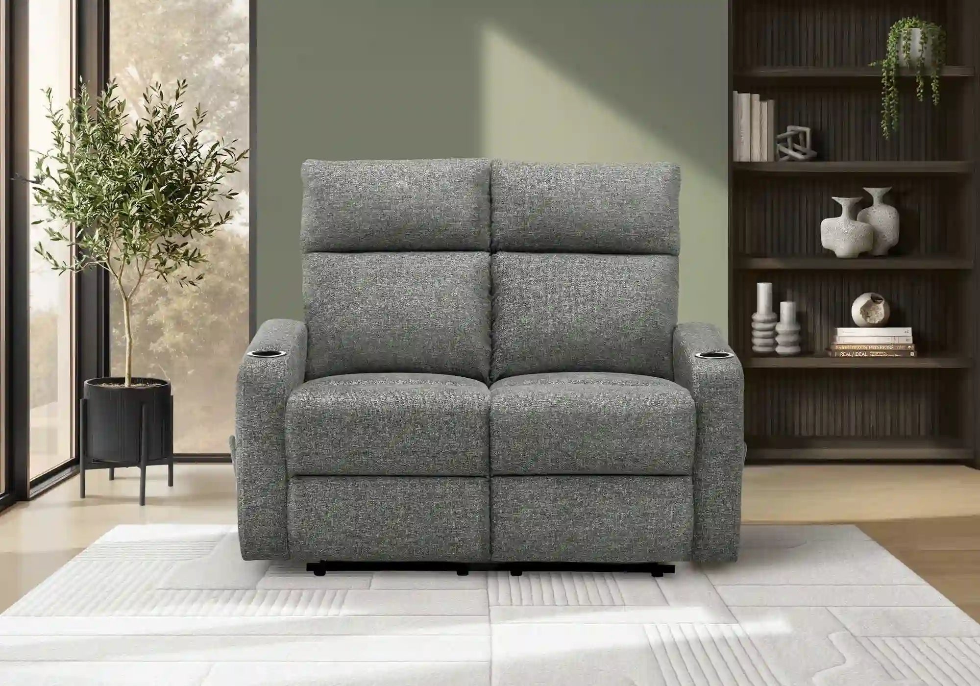 Causeuse Inclinable Manuelle Gris Foncé avec Porte-Gobelets