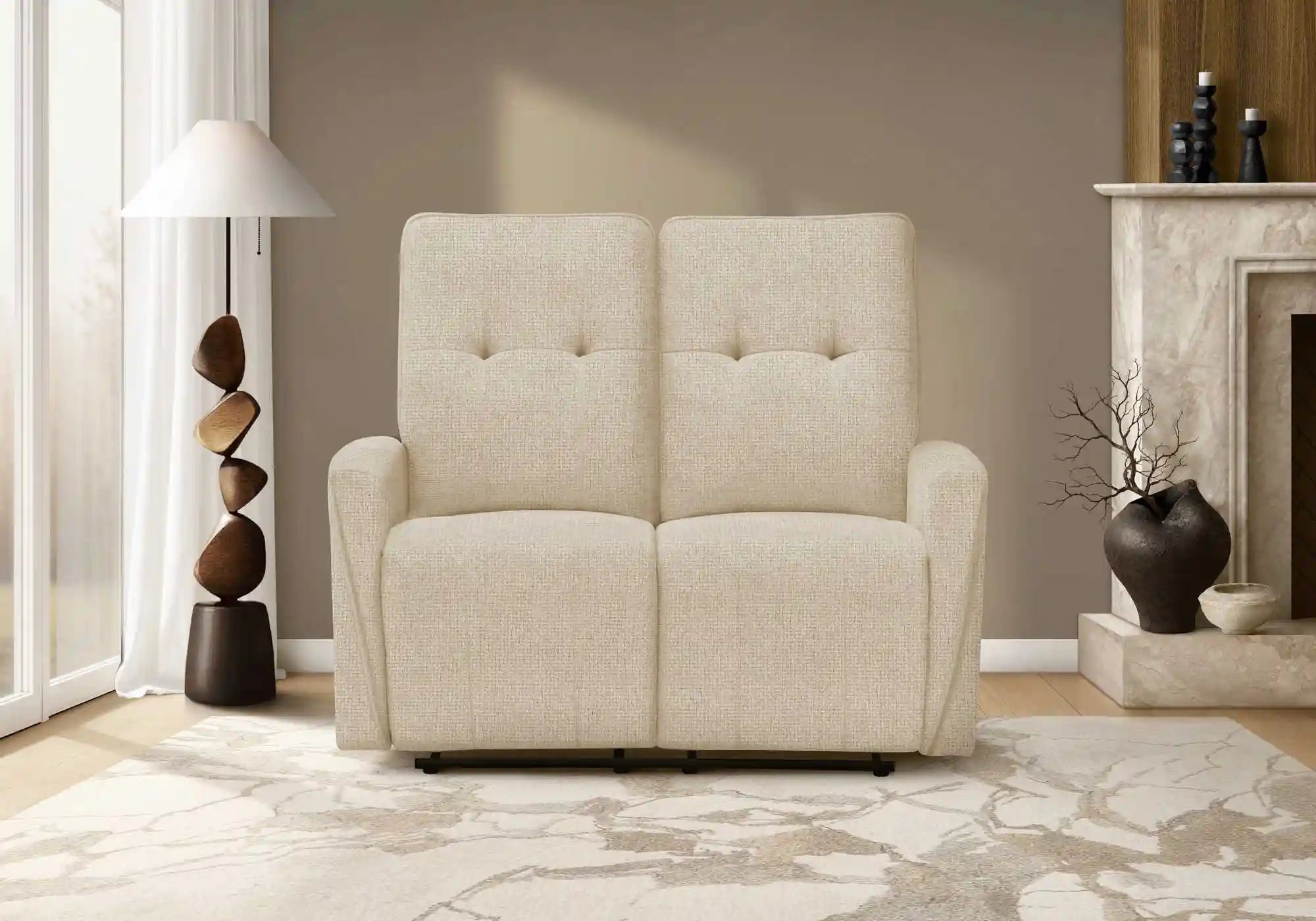 Divan Inclinable Électrique 2 Places Beige avec Port USB