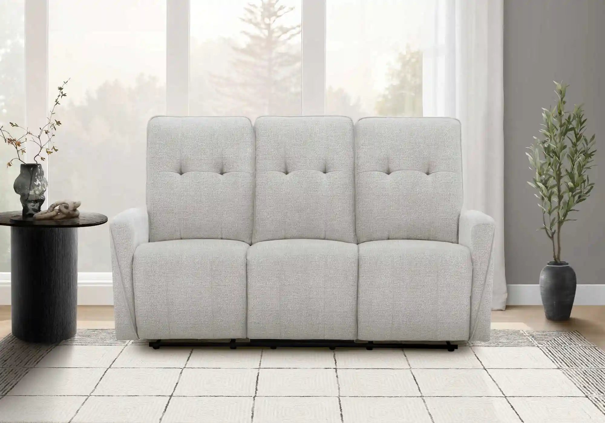 canapé Inclinable Motorisé Gris 3 Places en Tissu avec Port USB
