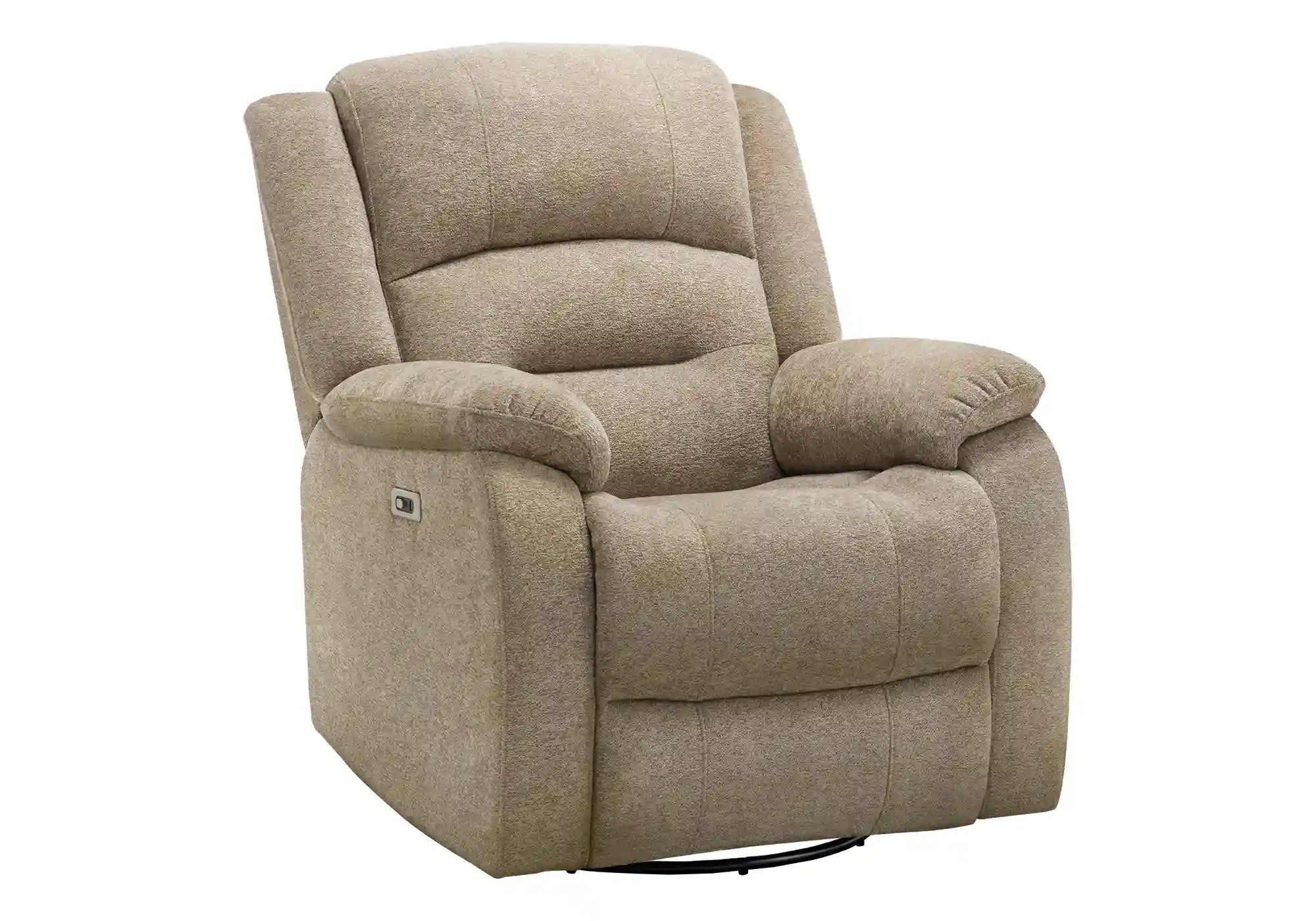 Fauteuil Inclinable Motorisé Beige Pivotant et Berçant avec Port USB